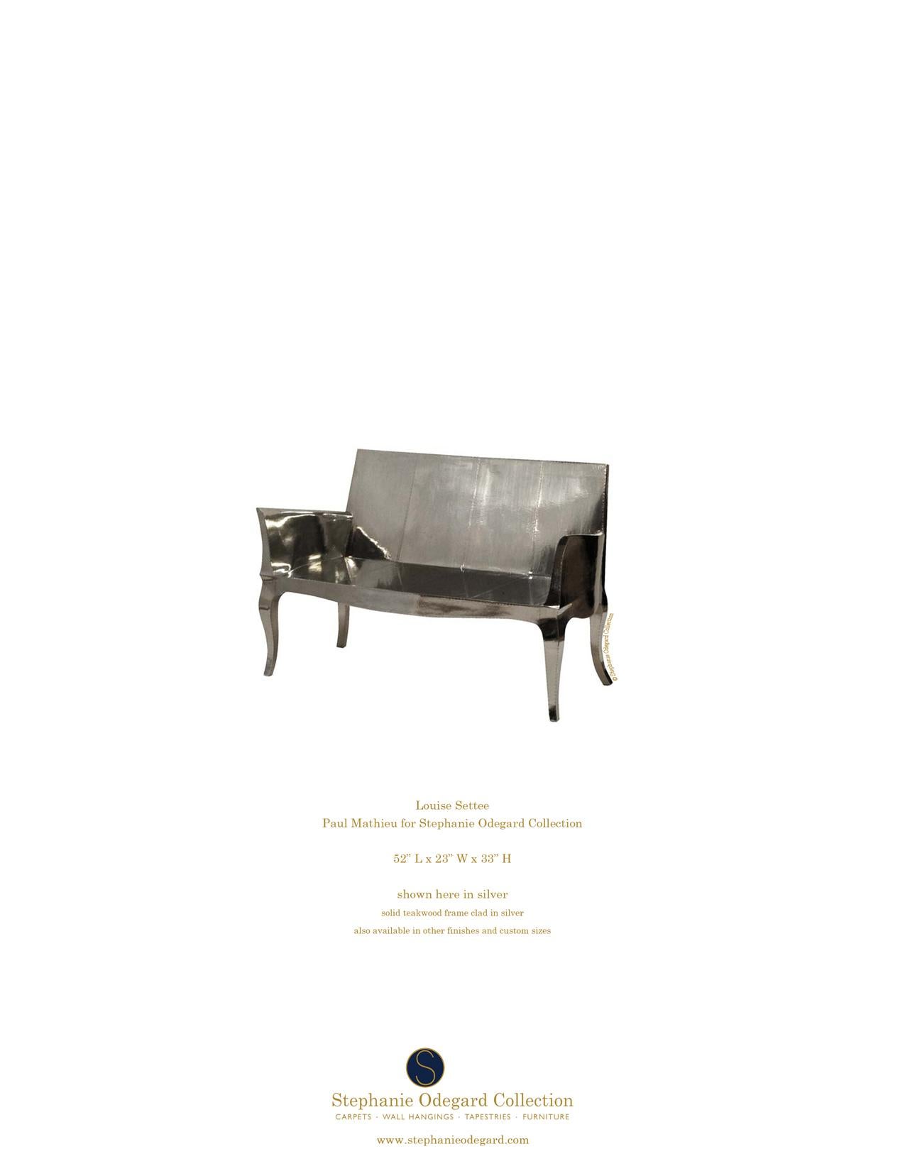 Louise Settee Art-Déco-Loungesessel in der Mitte. Gehämmerte antike Bronze   im Angebot 8