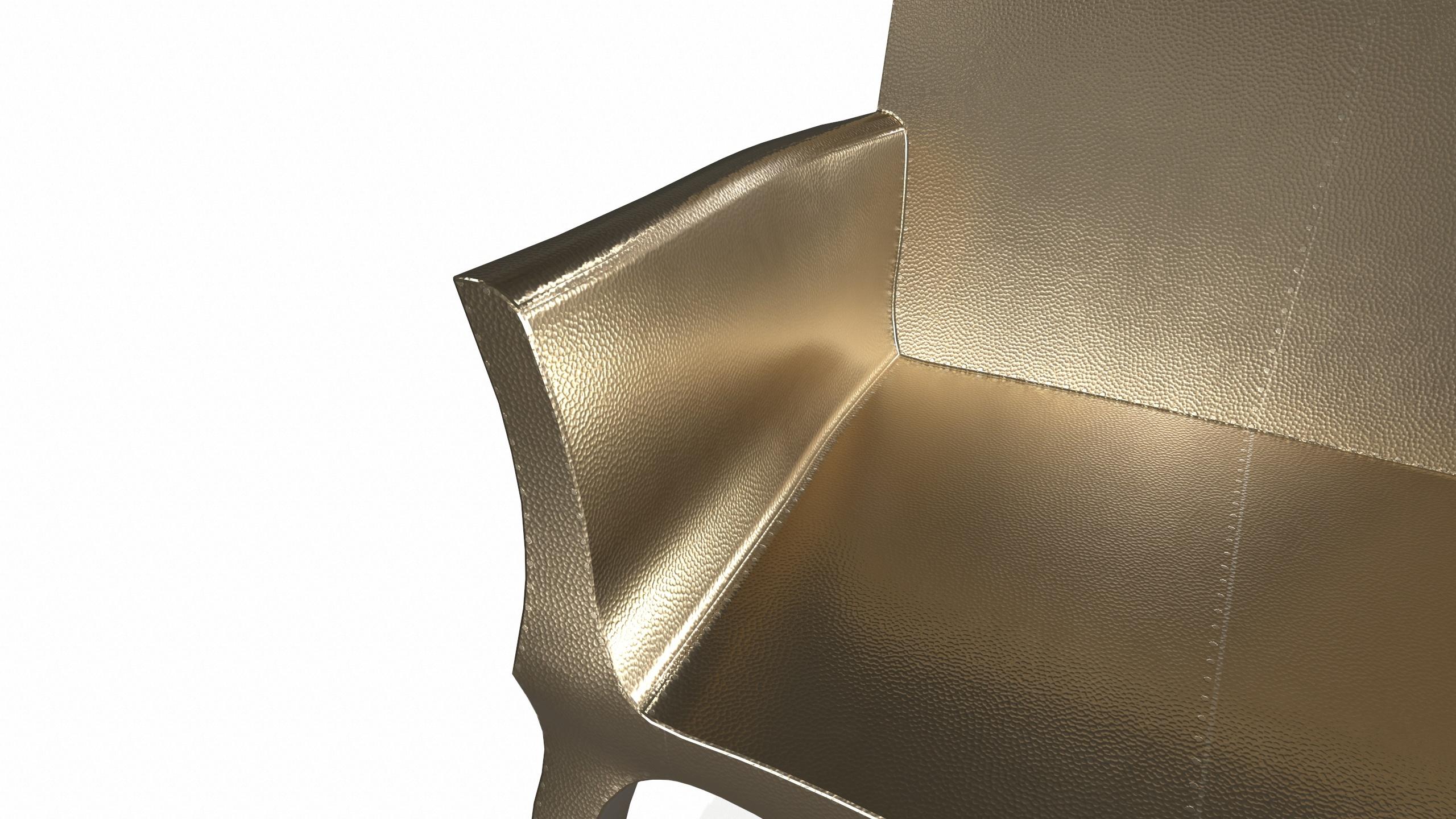 Other Louise Settee Art Deco Lounge Chairs in Mid. Hammered Brass by Paul Mathieu For Sale