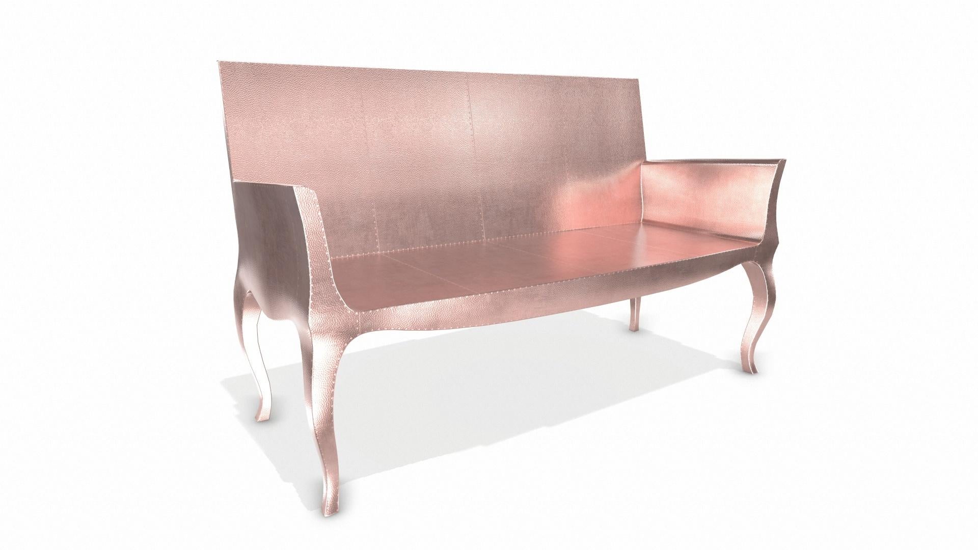 Contemporary Louise Settee Art Deco Lounge Chairs in Mid. Hammered Copper by Paul Mathieu For Sale