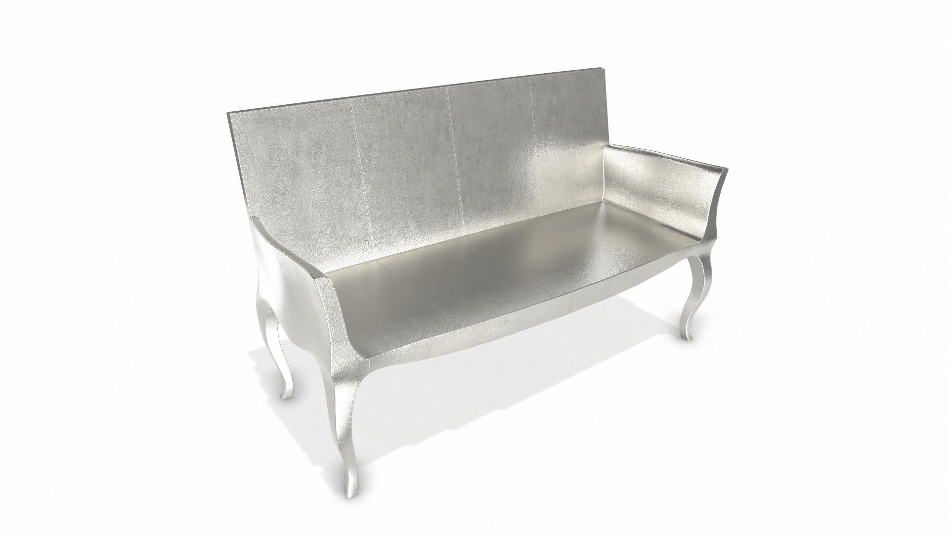 Louise Settee Art Deco Loveseats in Fine Hammered White Bronze by Paul Mathieu For Sale 2