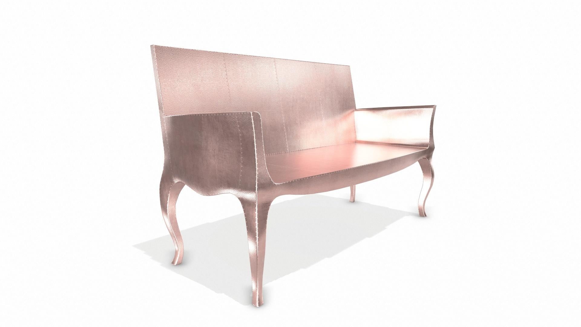 Louise Settee Art Deco Loveseats in Mid. Hammered Copper by Paul Mathieu In New Condition For Sale In New York, NY