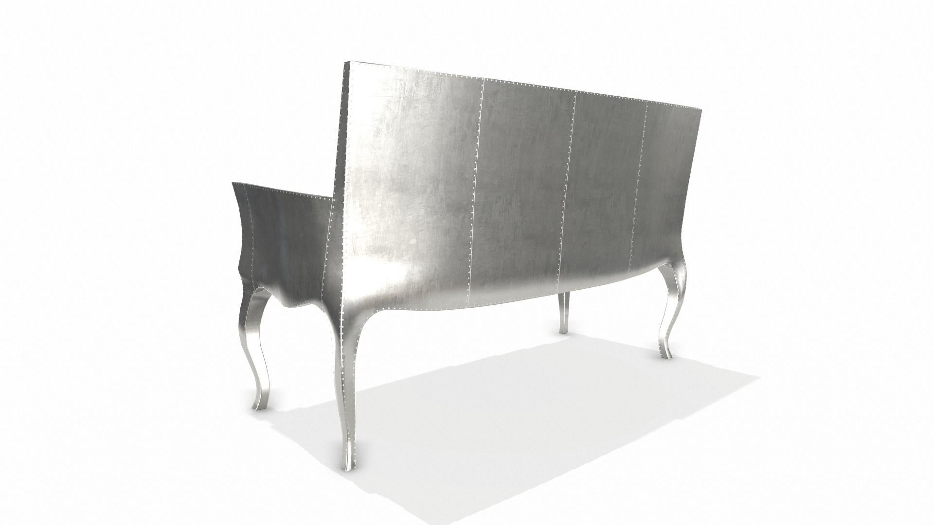 Louise Settee Poltrone Art Deco in bronzo bianco liscio di Paul Mathieu in vendita 1