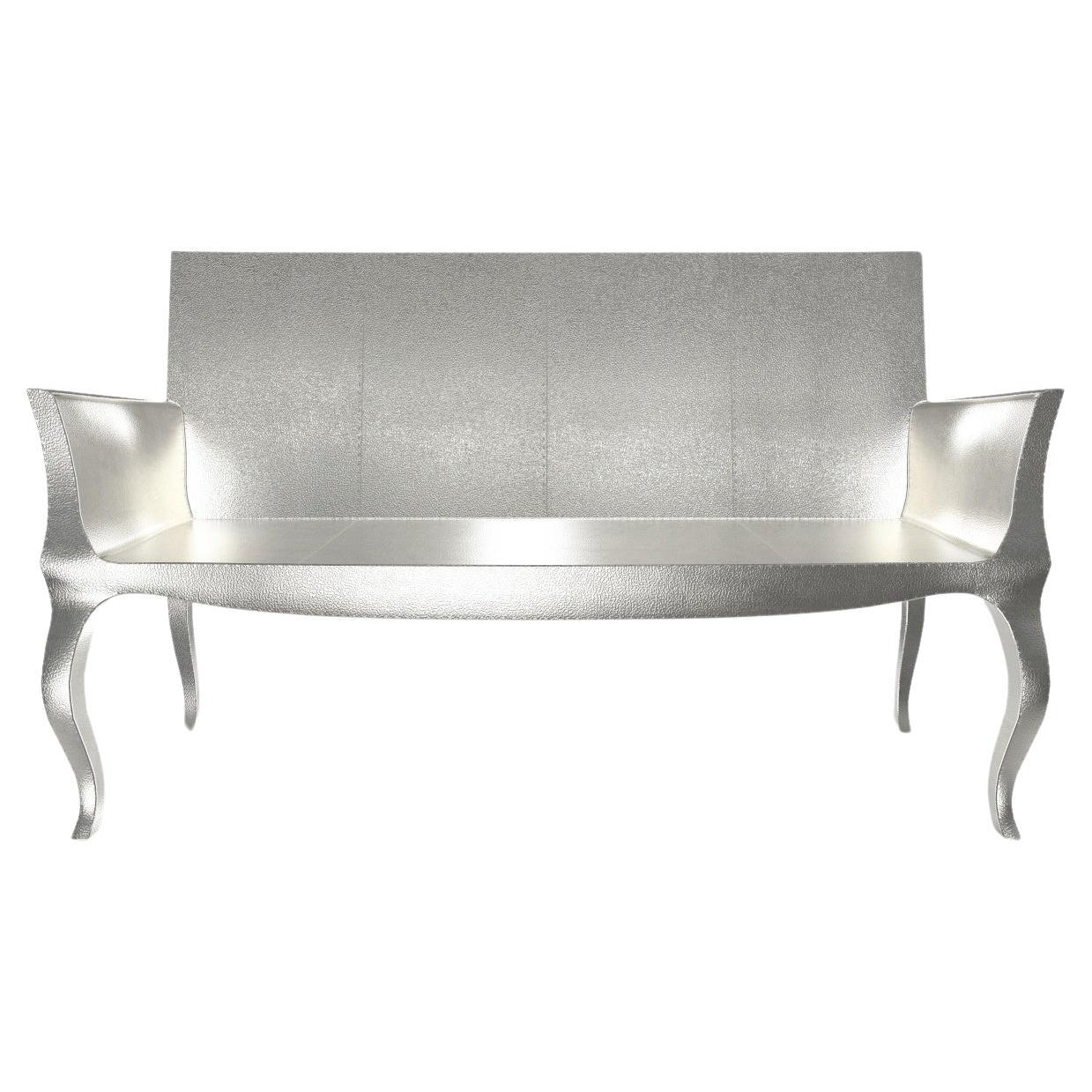 Louise Settee Art Deco Settees in Fine Hammered White Bronze by Paul Mathieu  For Sale