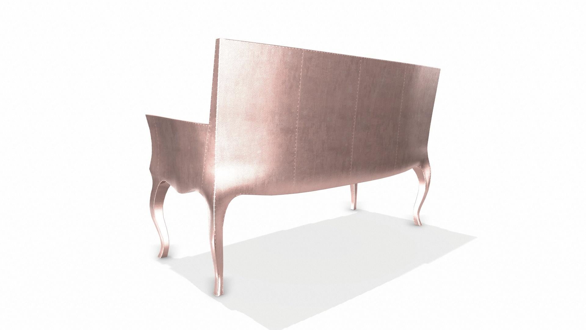Louise Settee Art Deco Settees in Mid. Hammered Copper by Paul Mathieu For Sale 1