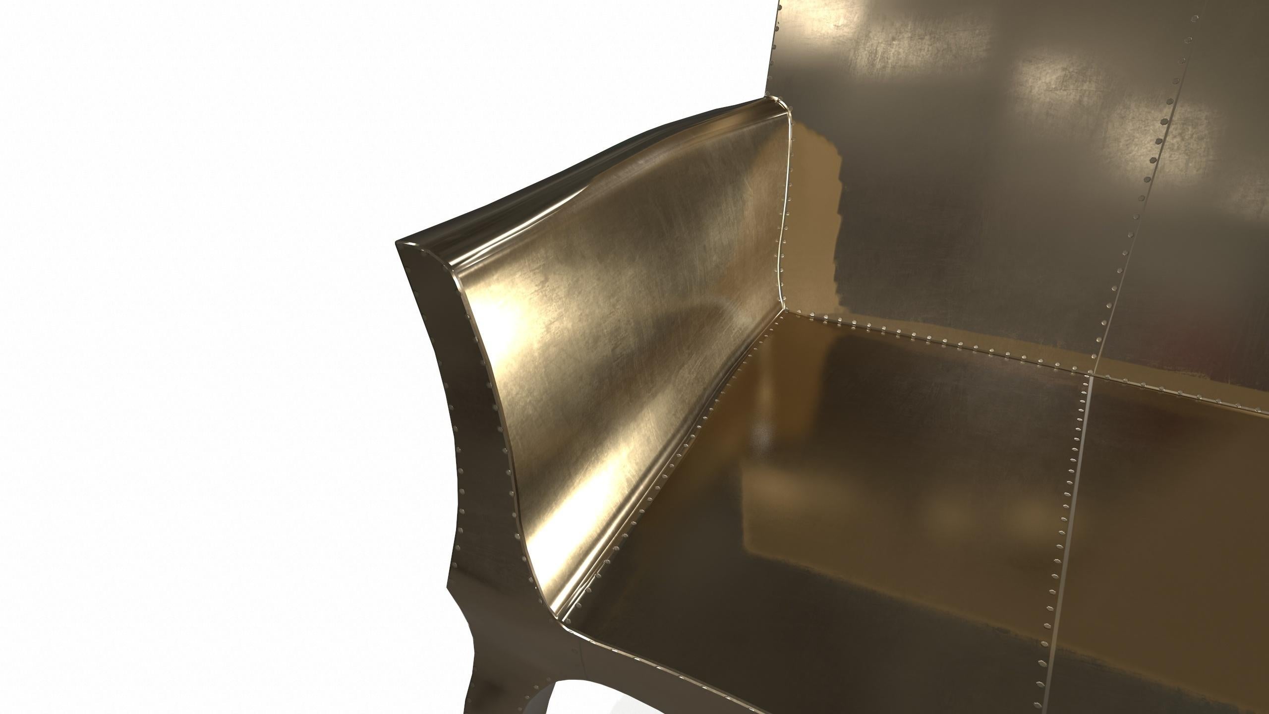Other Louise Settee Art Deco Settees in Smooth Brass by Paul Mathieu for S Odegard For Sale