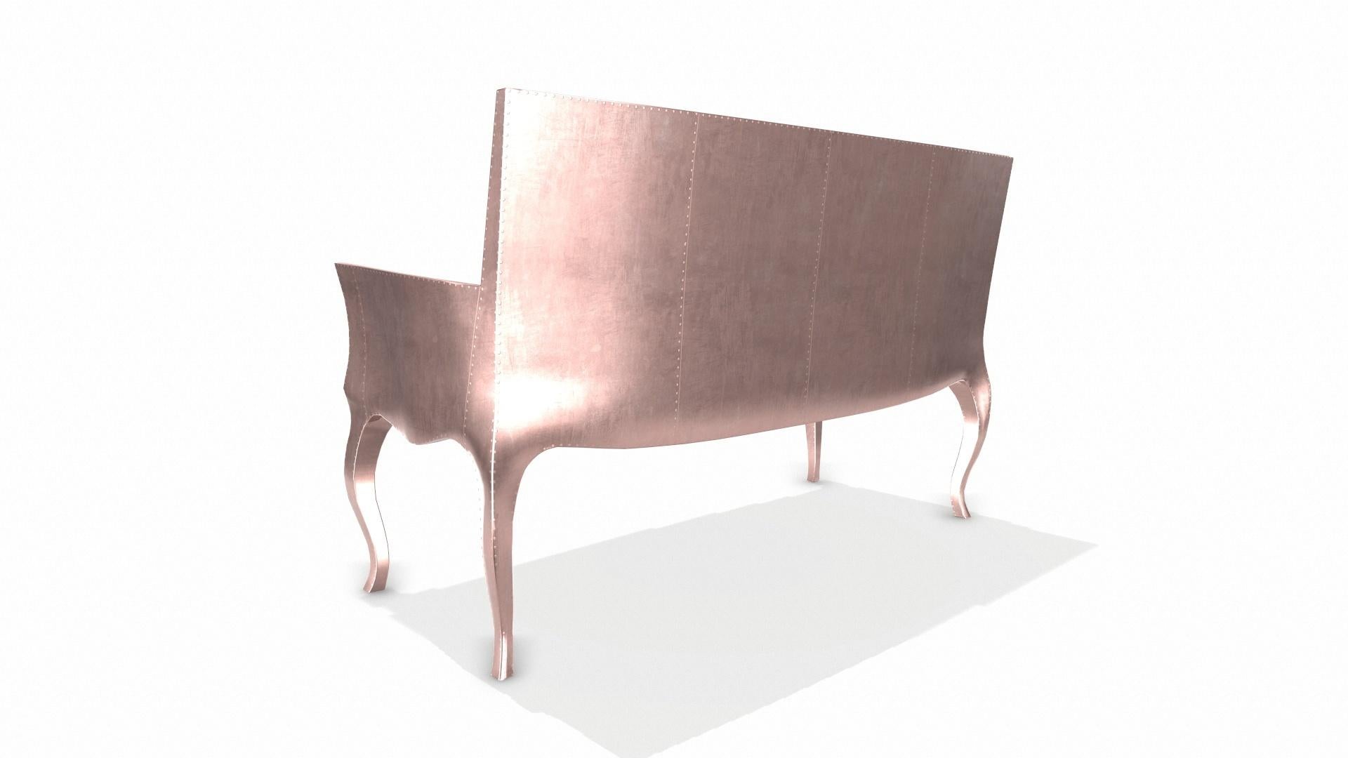 Louise Settee Art Deco Settees in Smooth Copper by Paul Mathieu for S Odegard For Sale 1