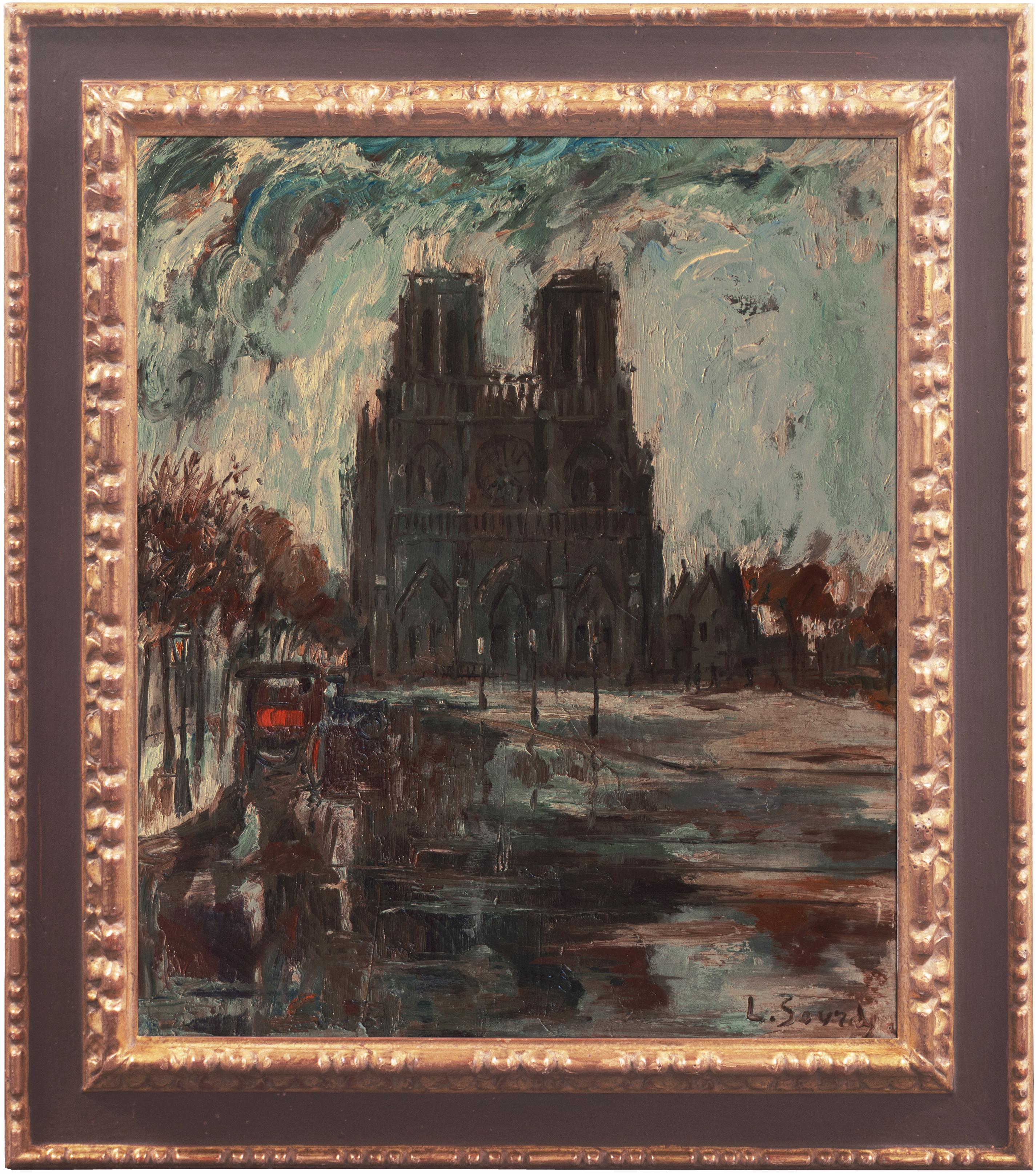 Louise Sourdy  Landscape Painting - 'Paris, Notre Dame after the Storm', Salon des Artistes Français, Woman Artist