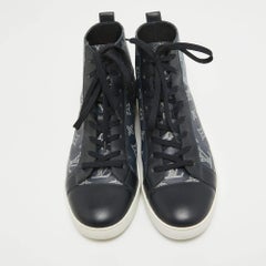Louise Vuitton Navy Blue Canvas and Leather Match Up Cloth Trainer High Top