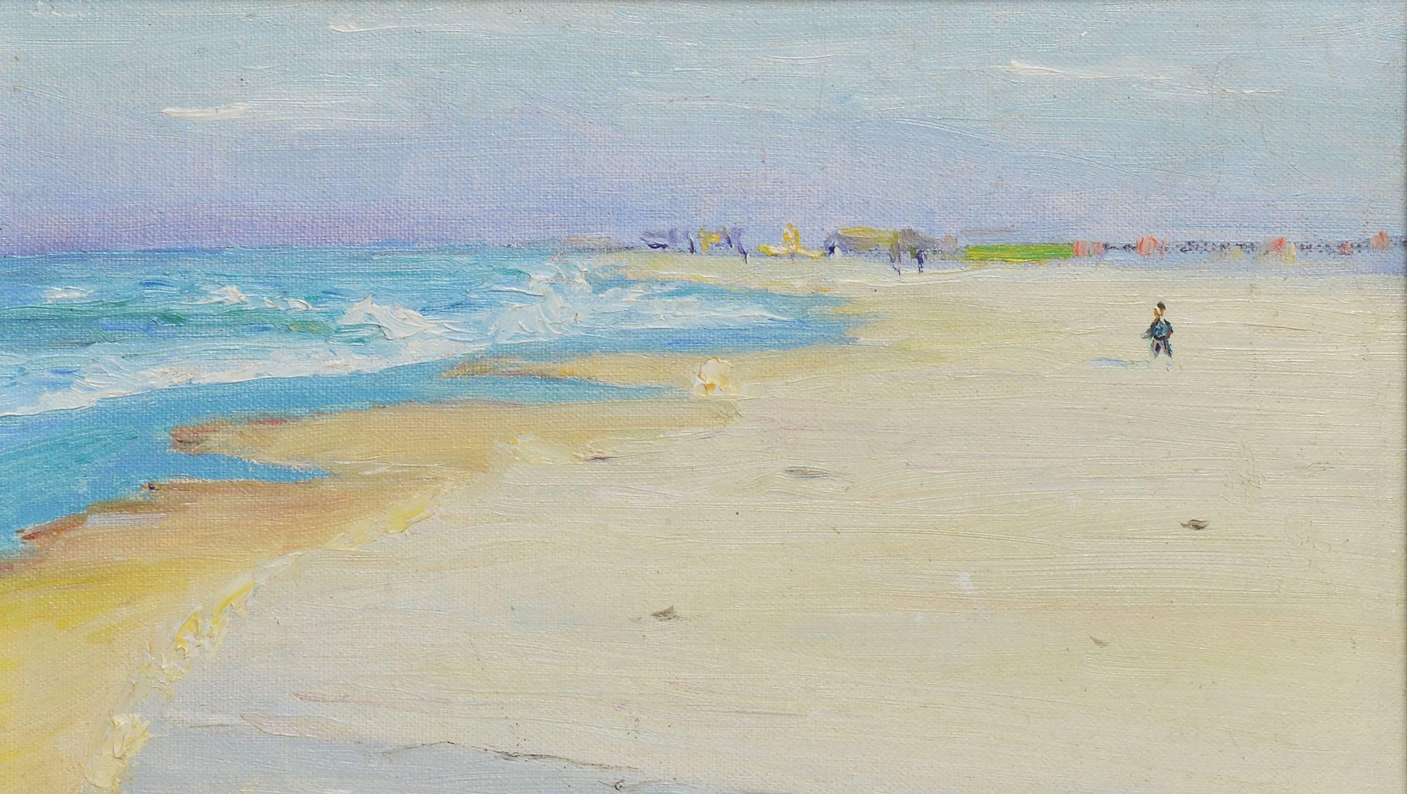 Antique American Impressionist Oil Painting, Hamptons Beach View by Louise West 2