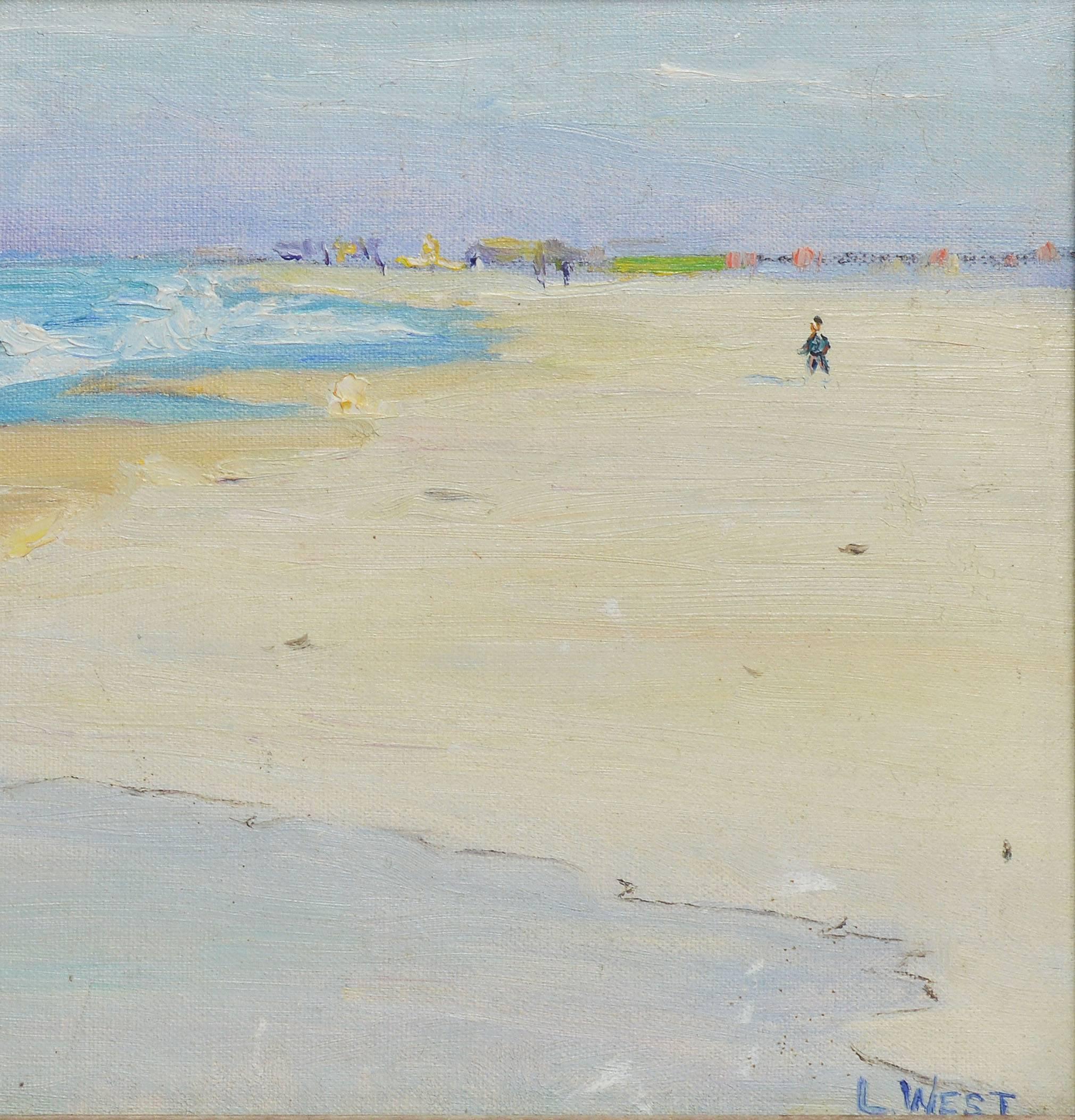 Antique American Impressionist Oil Painting, Hamptons Beach View by Louise West 3