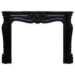 Louise XV Style Noir De Mazy Black Marble Antique Fireplace