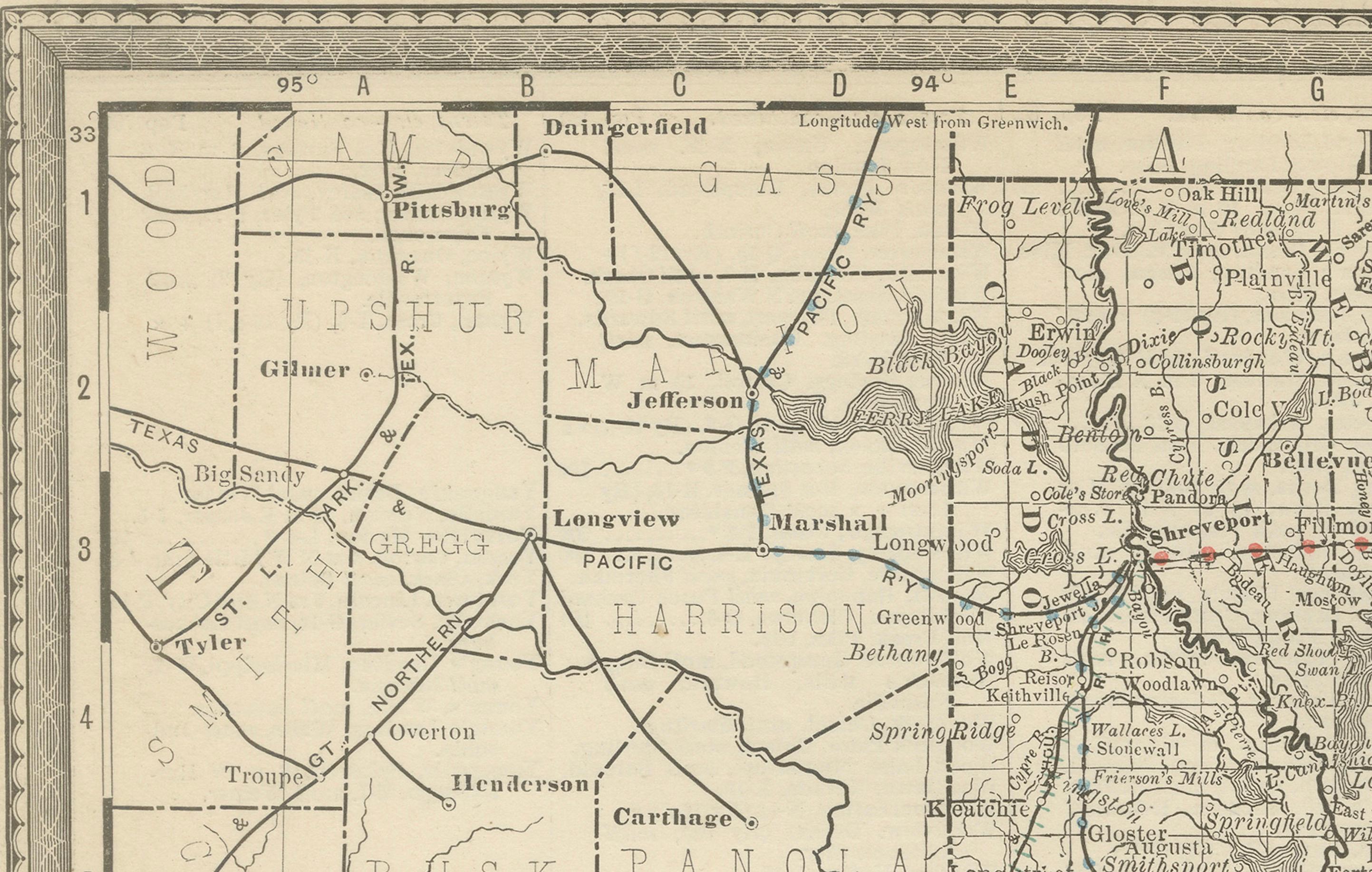 Louisiana Map 1888 – Rand McNally Antique Lithograph

This antique 1888 map of Louisiana, published by Rand, McNally & Co., provides a richly detailed picture of the state in the late 19th century. The map captures Louisiana during a period of