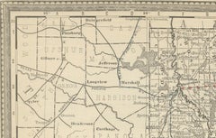 Louisiana Antique Map 1888 – The Pelican State, Railroads & Counties