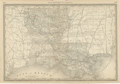 Mappa antica della Louisiana 1888 - Lo Stato del pellicano, ferrovie e contee