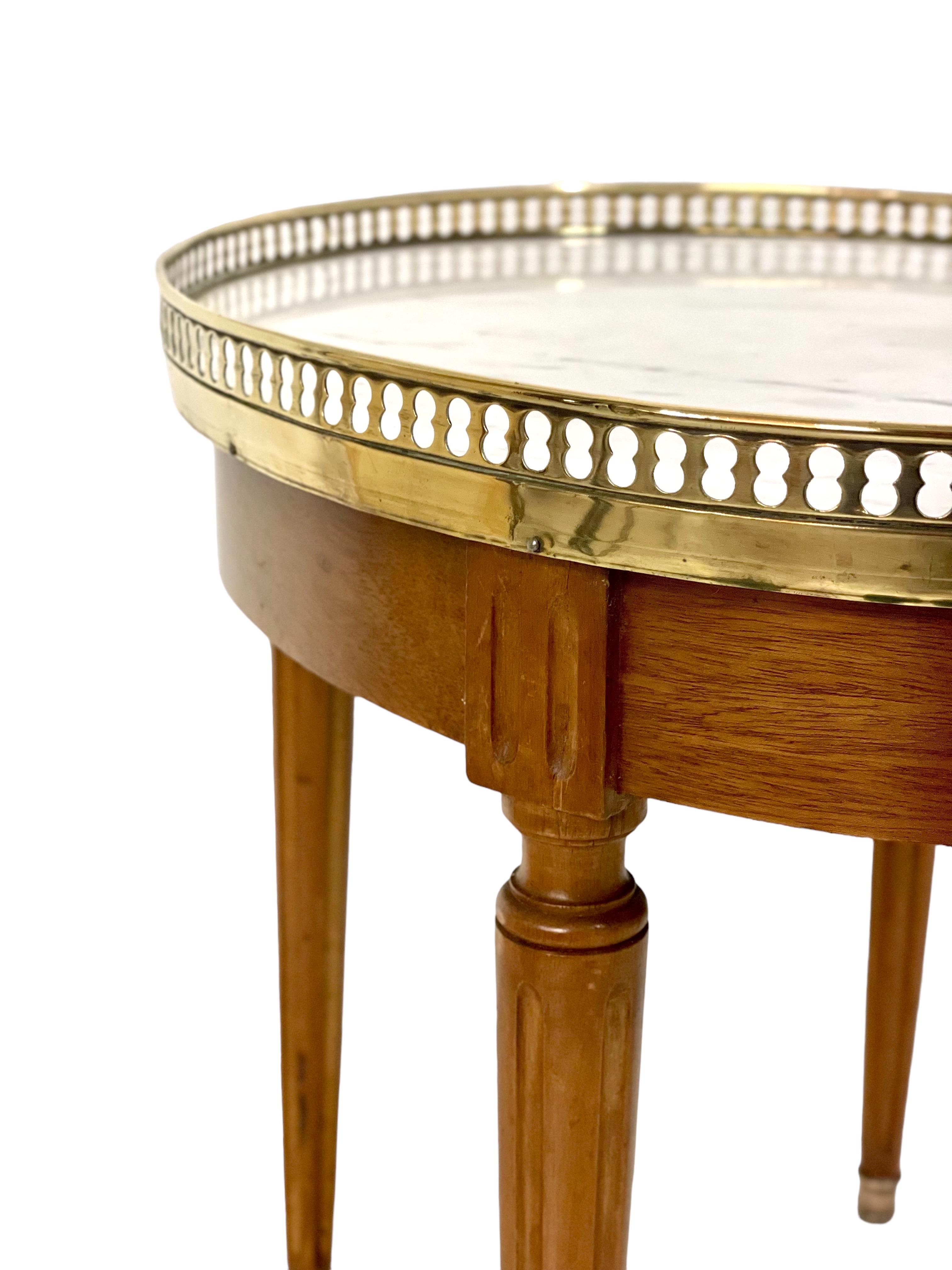 French Louis XVI Style Oval Side Table with Marble Top