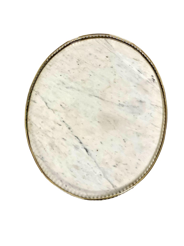 Louisxvistyle OvalShaped Side Table with Marble Top For Sale at 1stDibs