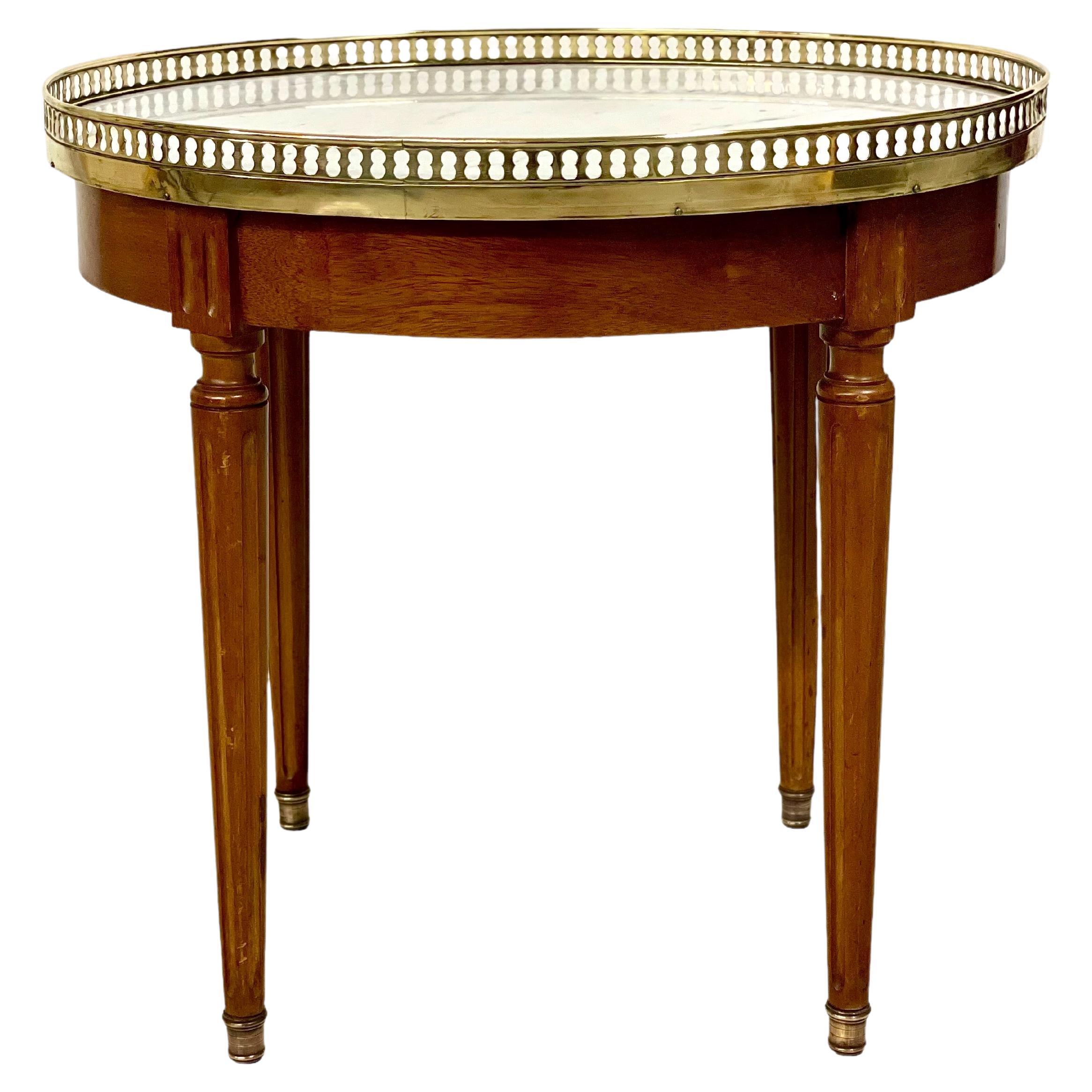 Louis XVI Style Oval Side Table with Marble Top