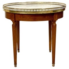Louis XVI Style Oval-Shaped Side Table with Marble Top