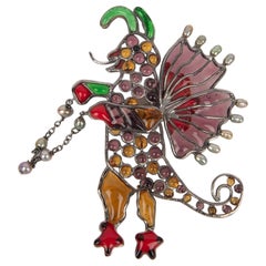 Broche Loulou de la Falaise con Pasta de Cristal Multicolor