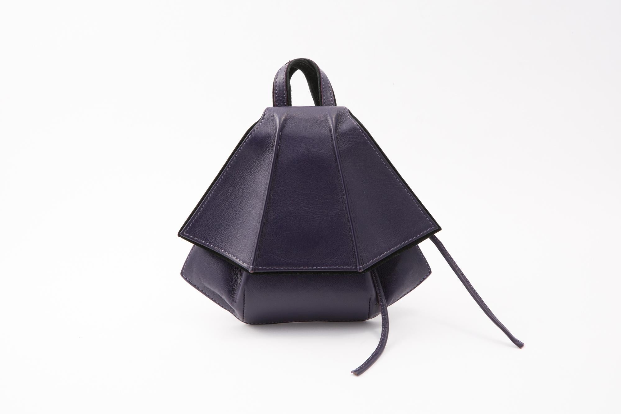 Loulou de la Falaise Purple Leather Mini Clutch Bag  In Good Condition For Sale In Paris, FR