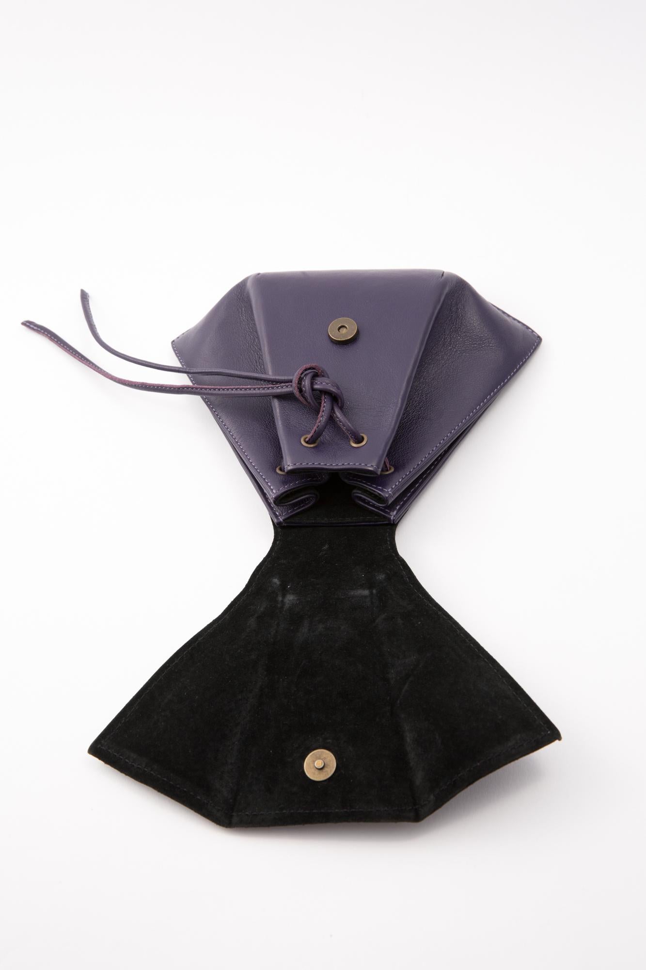 Loulou de la Falaise Purple Leather Mini Clutch Bag  For Sale 1