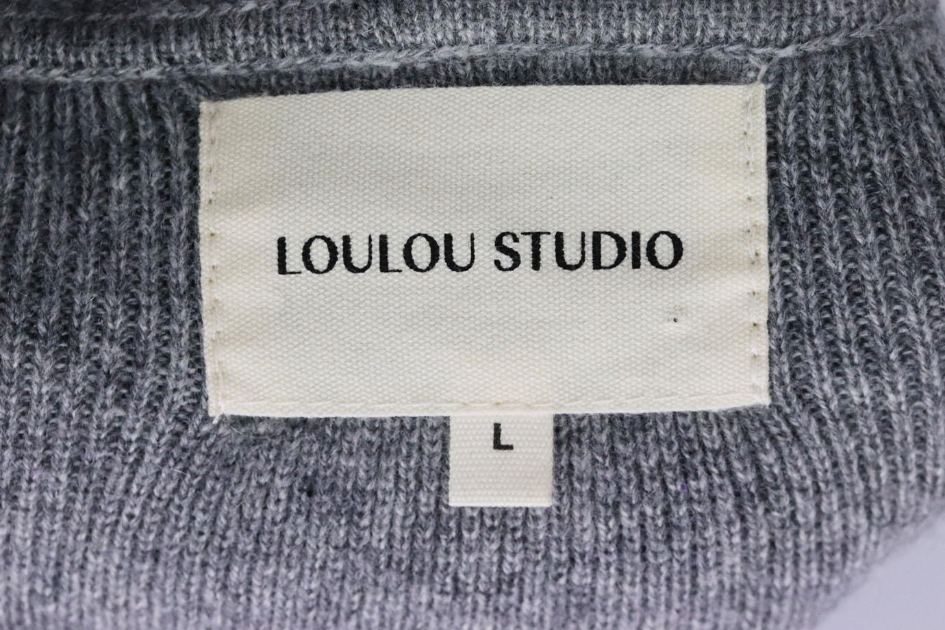 Gray Loulou Studio Linosa Cashmere Hoodie Large 