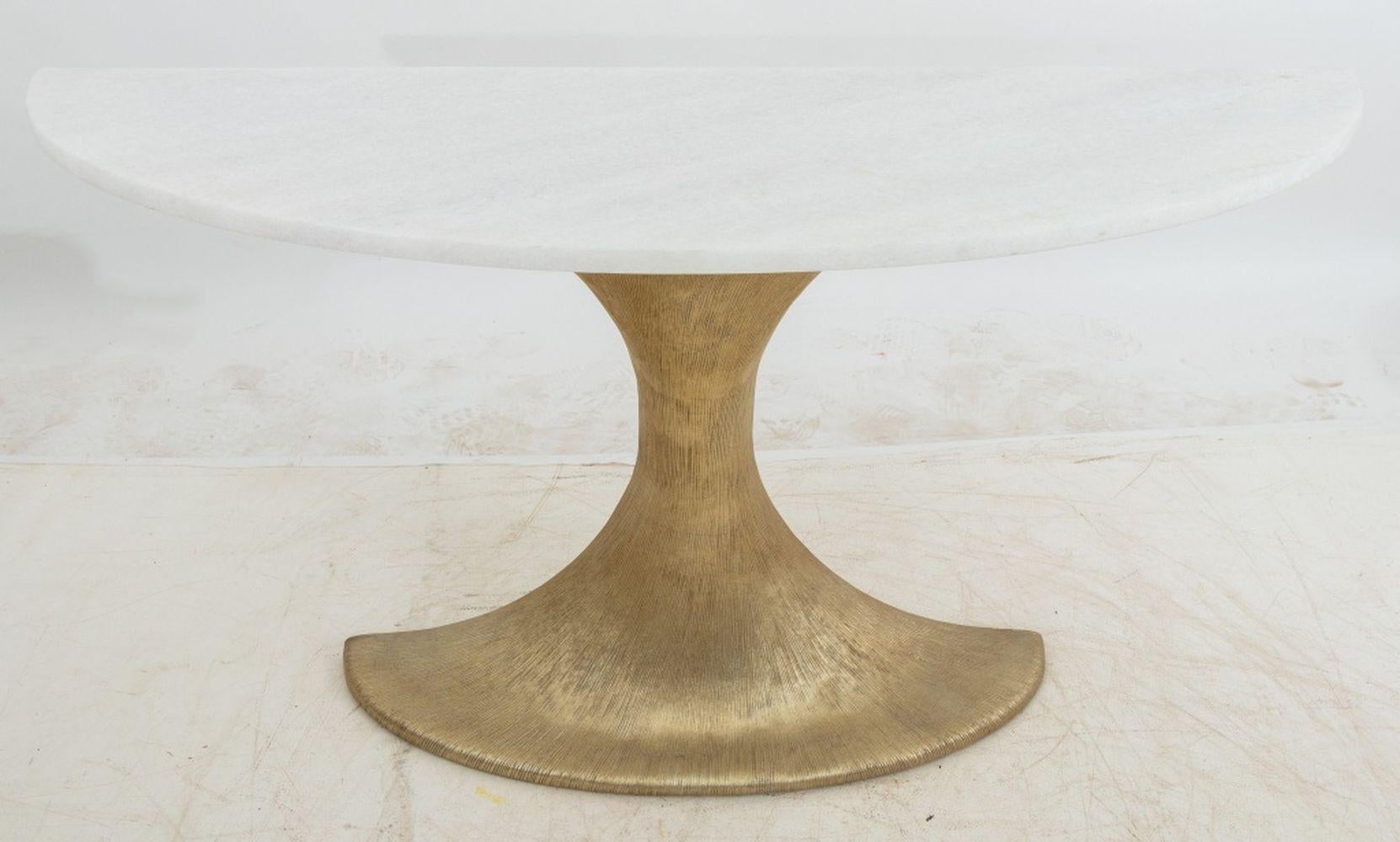 Moderne Console Louna à plateau en quartzite et démilune en aluminium en vente