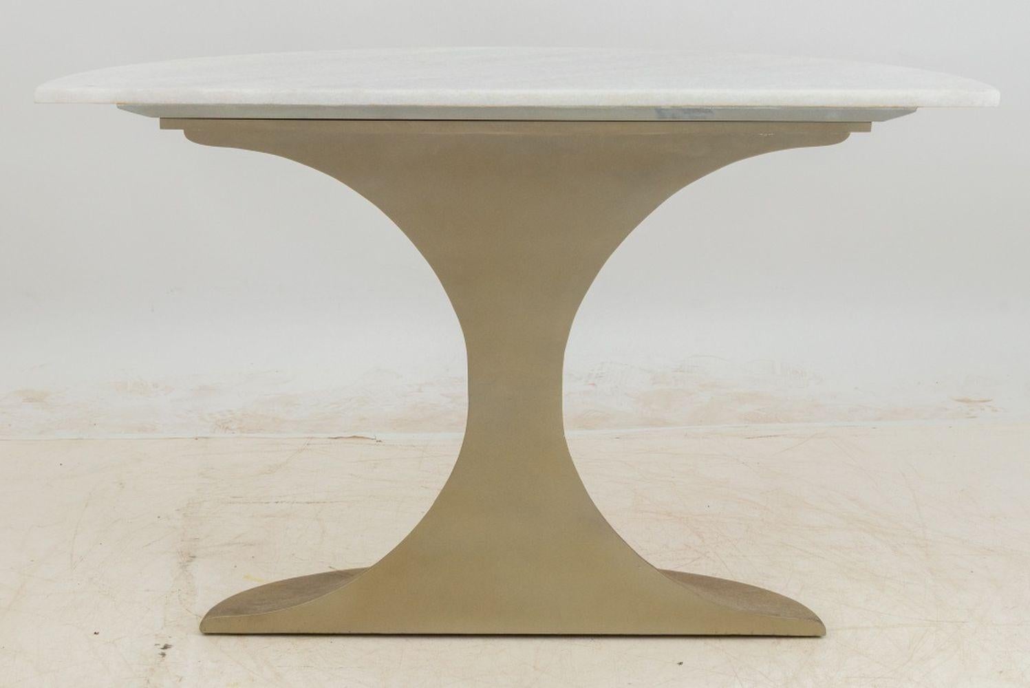 Aluminium Console Louna à plateau en quartzite et démilune en aluminium en vente