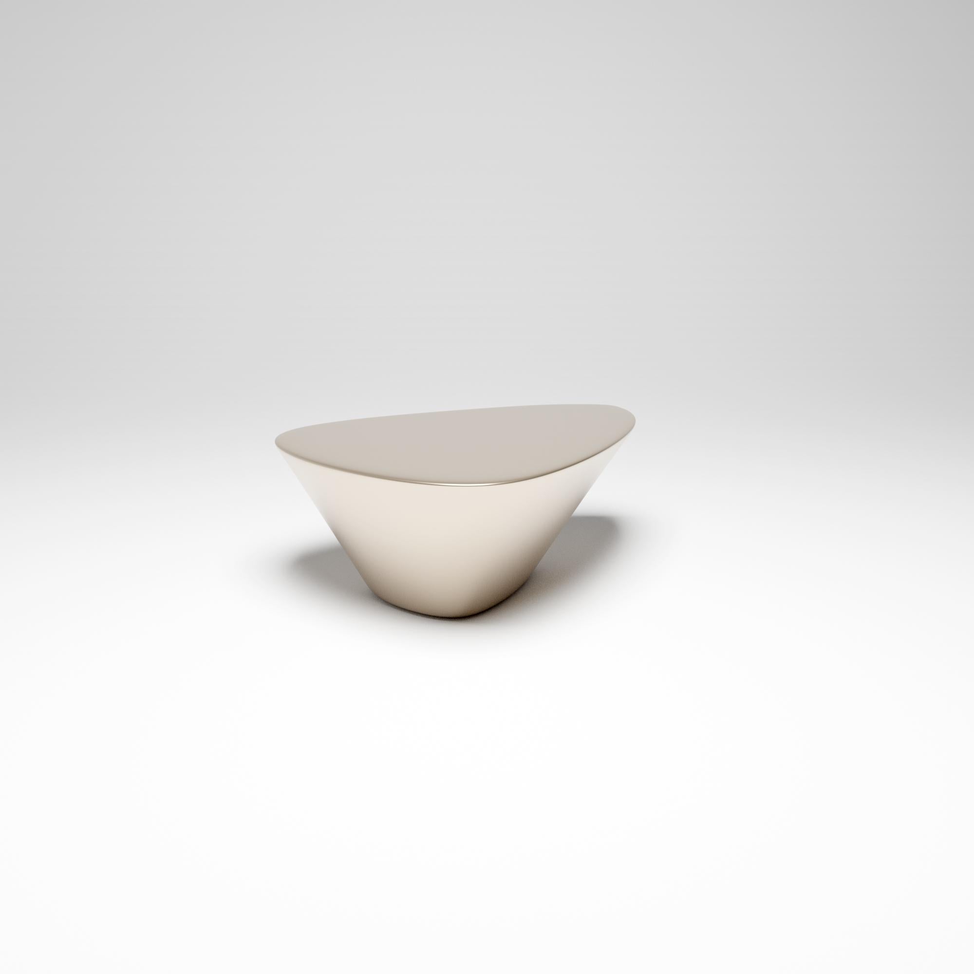 Hand-Carved Lounge 22, 21st Century Organic Modern Cast Liquid White Bronze Coffee Table