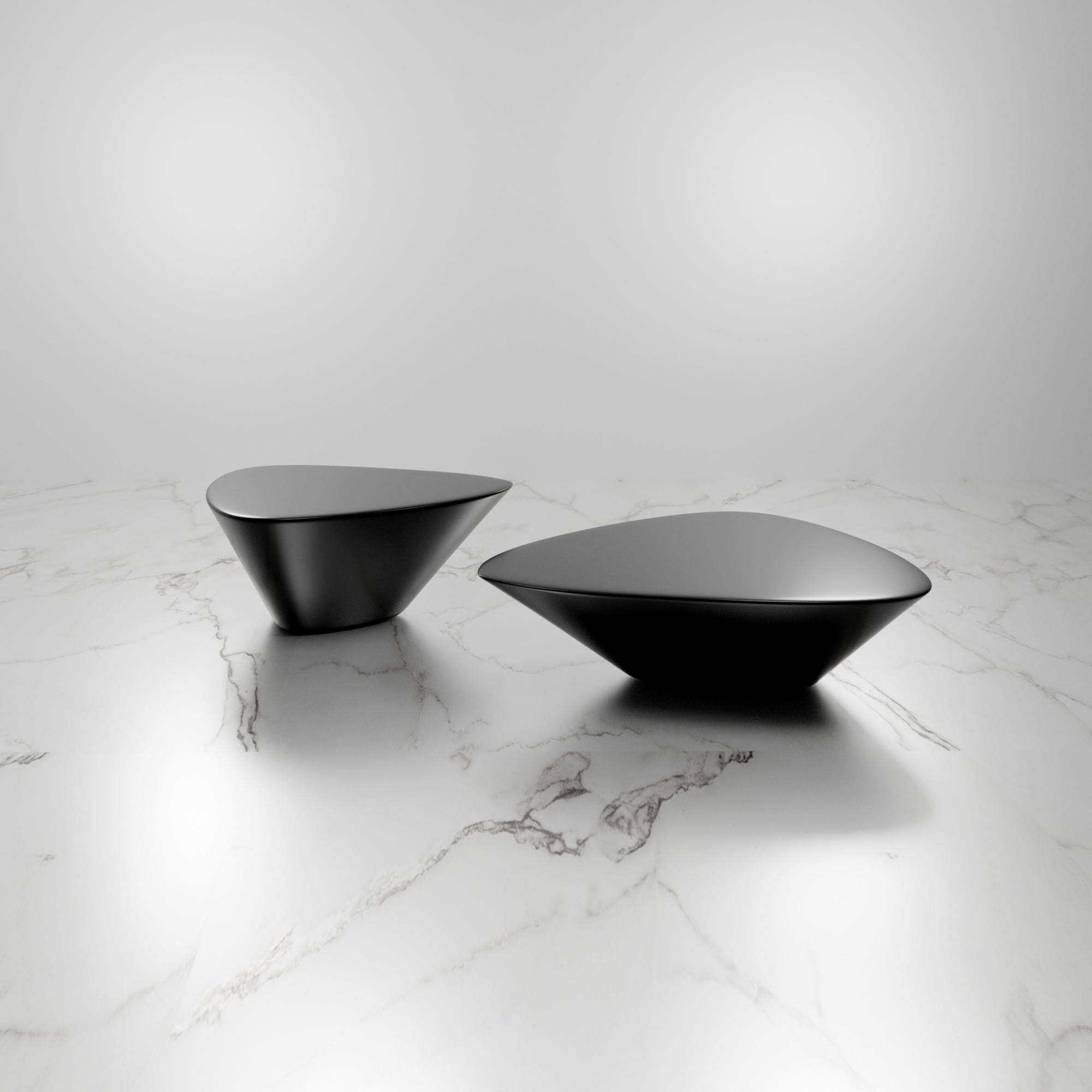 French Lounge 22, 21st Century Organic Modern Cast Liquid Black Graphite Table Set