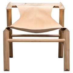 Fauteuil de salon en bois et cuir de Patagonia