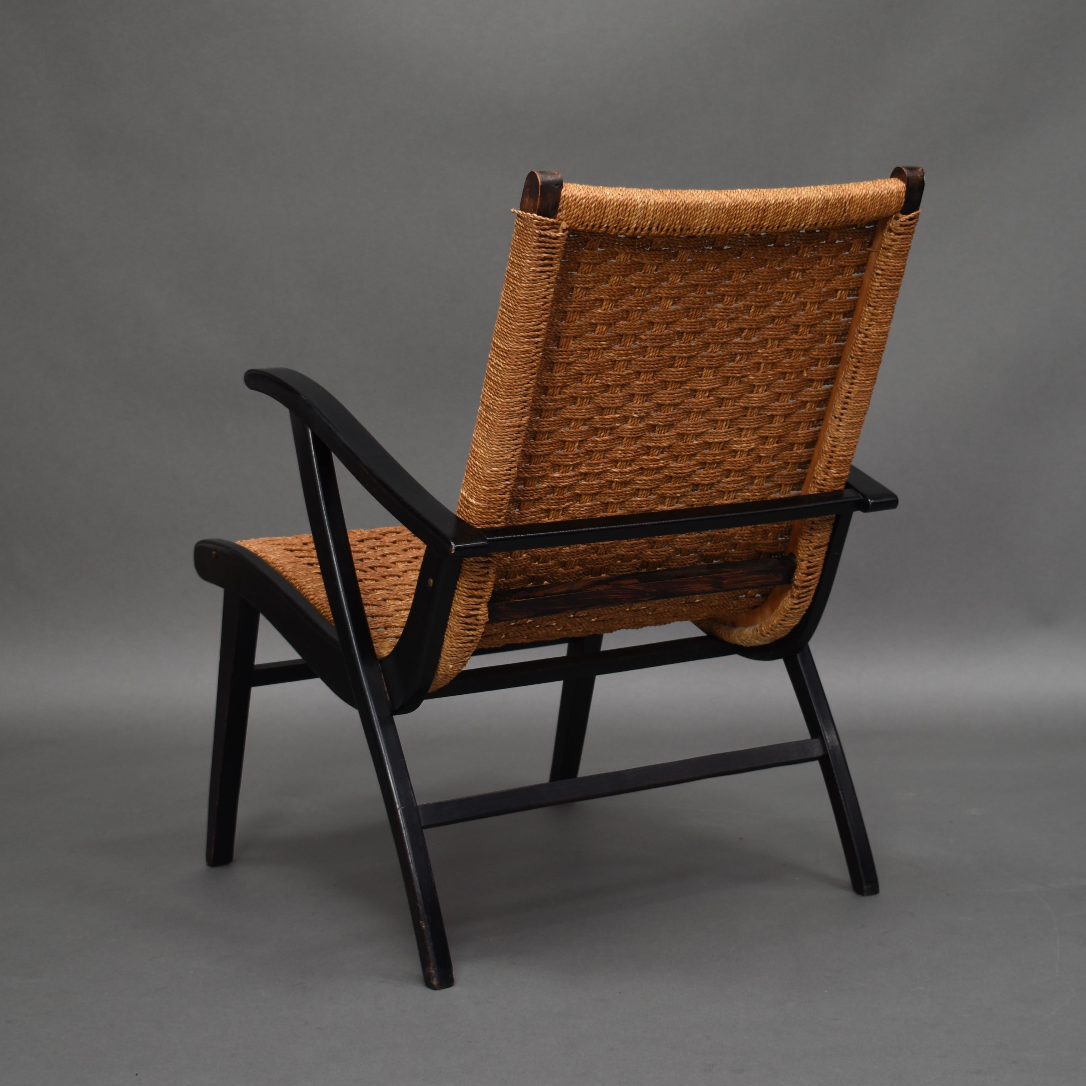 Scandinavian Modern Lounge Armchair in Papercord by Vroom & Dreesman, Netherlands, 1957