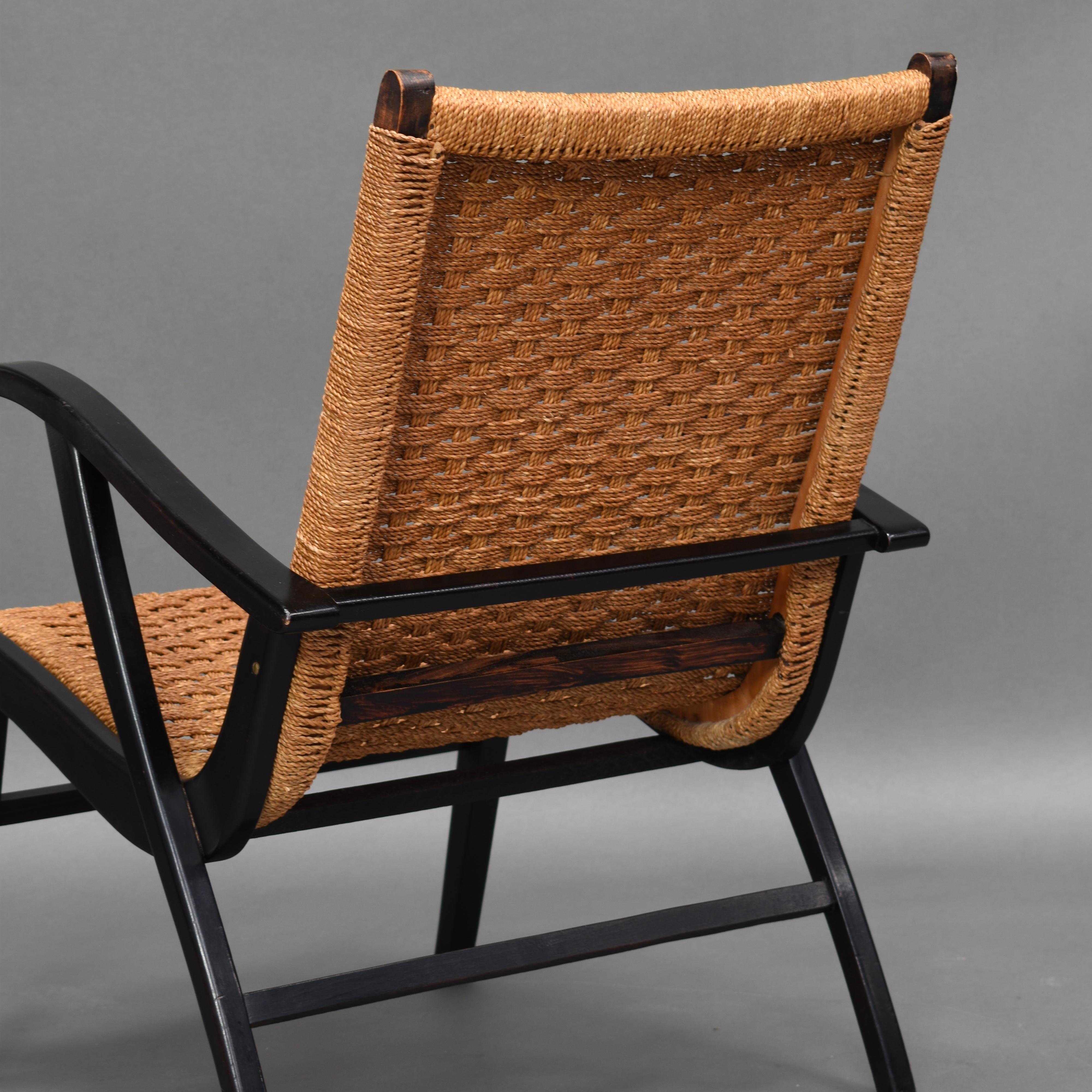 Dutch Lounge Armchair in Papercord by Vroom & Dreesman, Netherlands, 1957