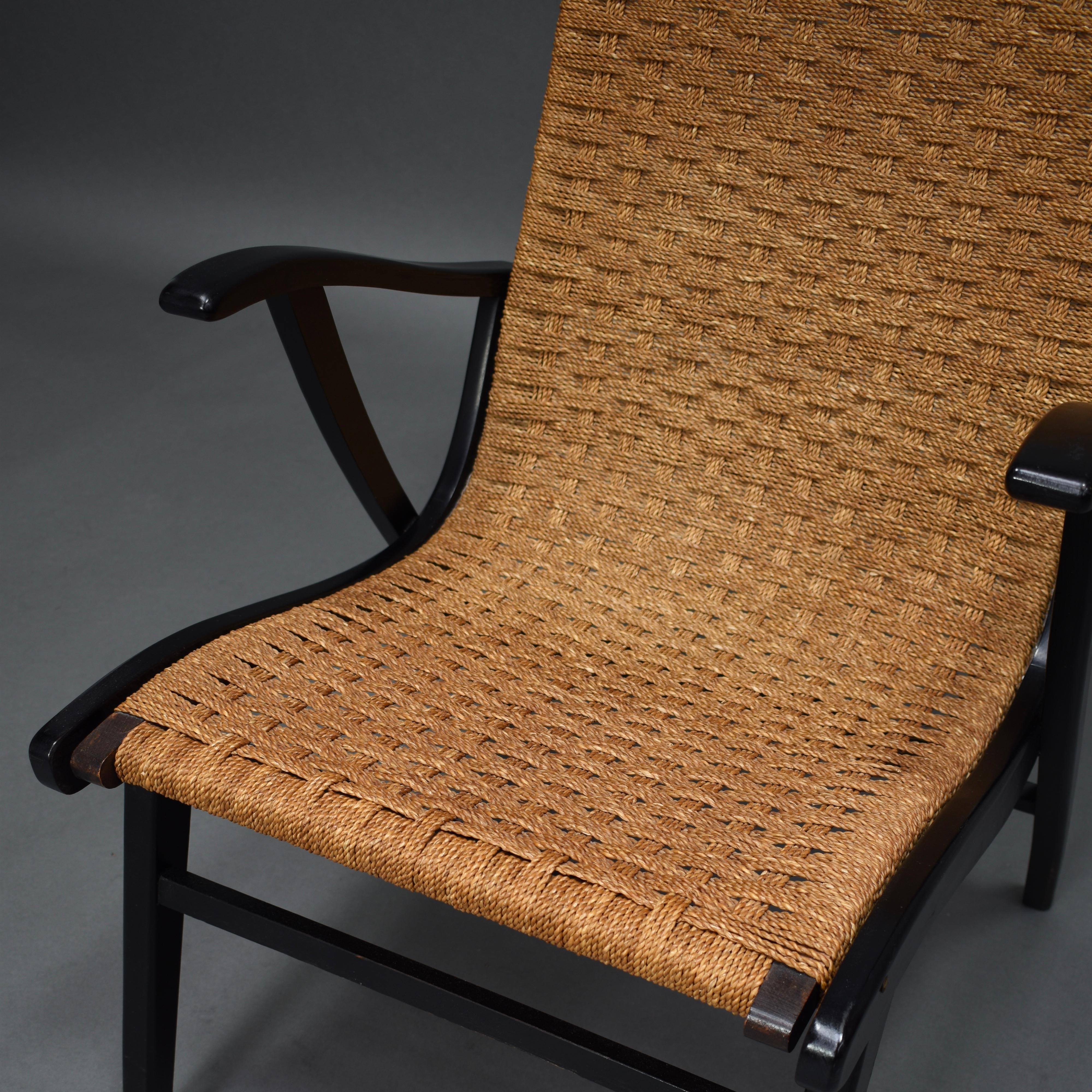 Lounge Armchair in Papercord by Vroom & Dreesman, Netherlands, 1957 In Good Condition In Pijnacker, Zuid-Holland