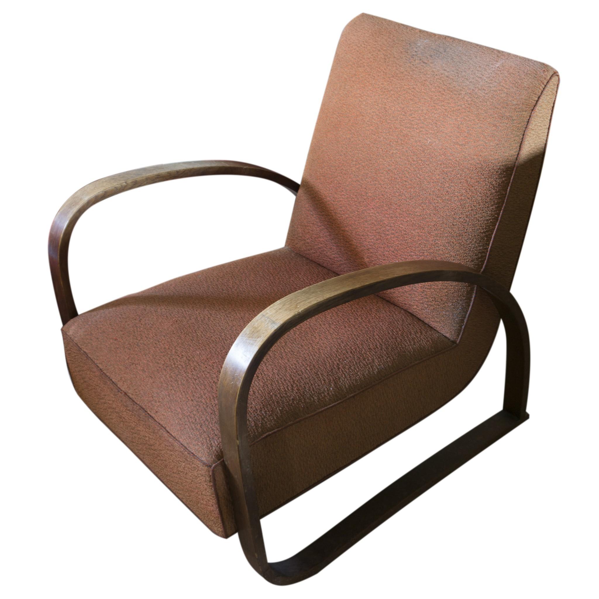 Mid-20th Century Lounge Armchair H-70 Desingned by Jindrich Halabala, 1930s