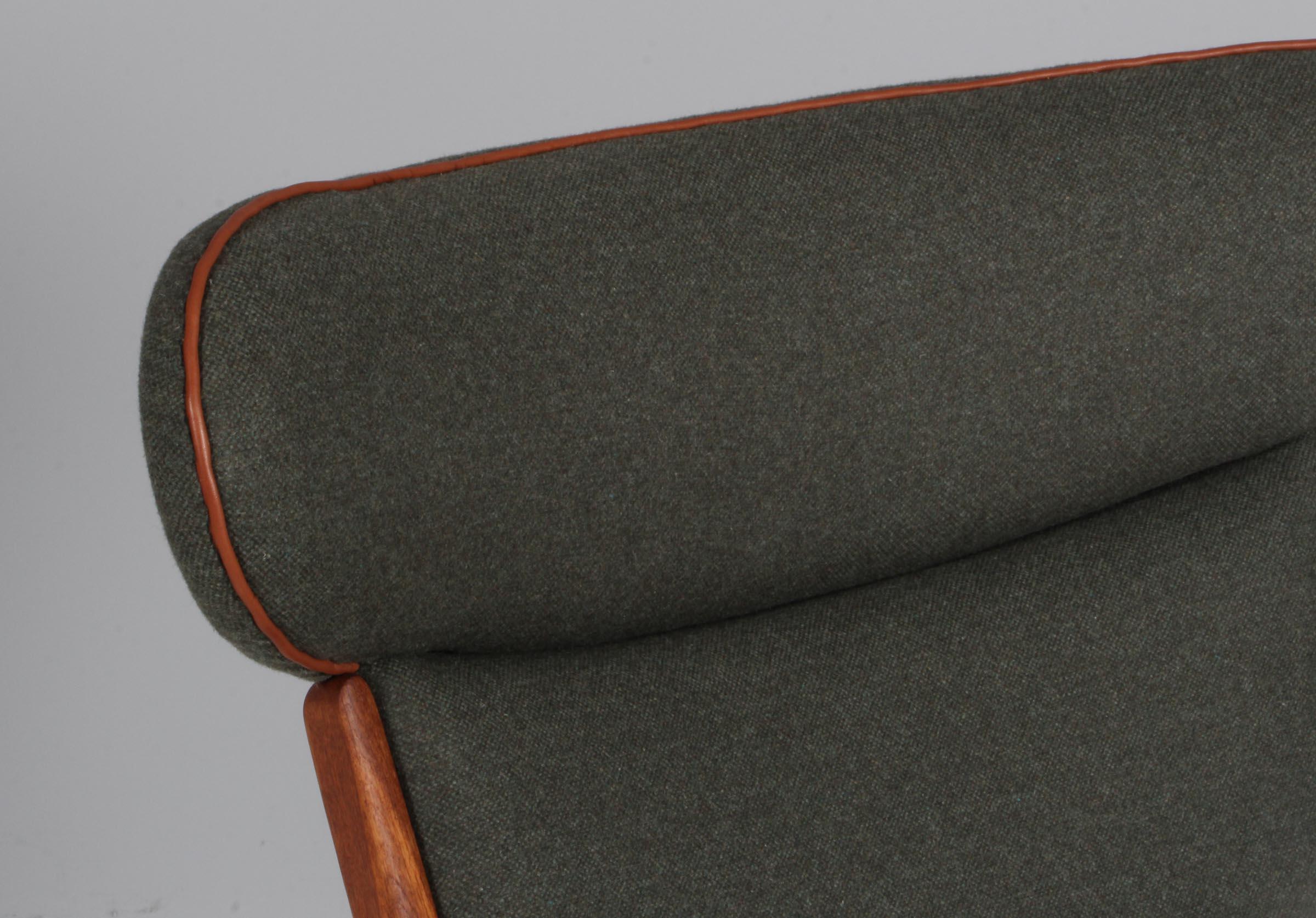 Scandinavian Modern Lounge / armchair, Model AP15, by Hans Wegner for A.P. Stolen. Full grain For Sale