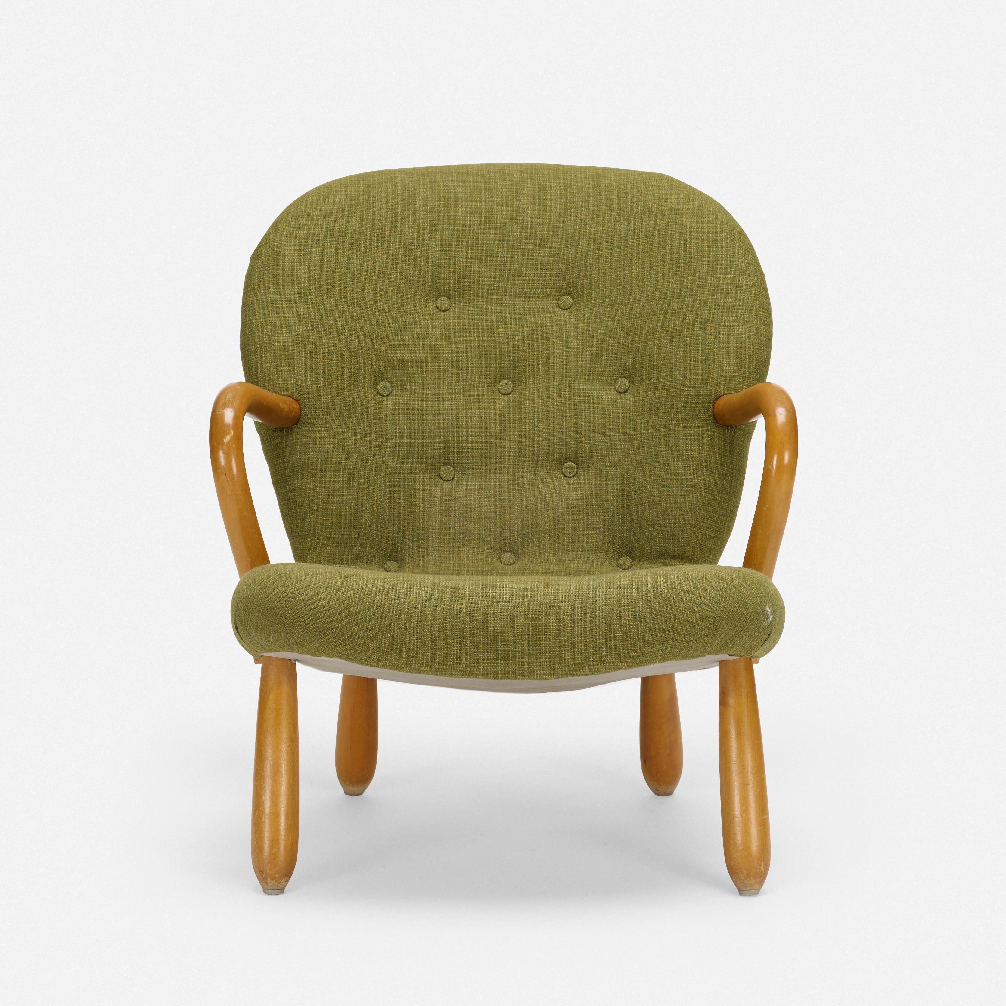 Made by: Sune Johanssons Möbelfabrik, Denmark / Sweden, 1944 / c. 1955

Material: upholstery, beech

Size: 28 W × 33.5 D × 31.5 H in

Stamped manufacturer's mark to underside of armrest.