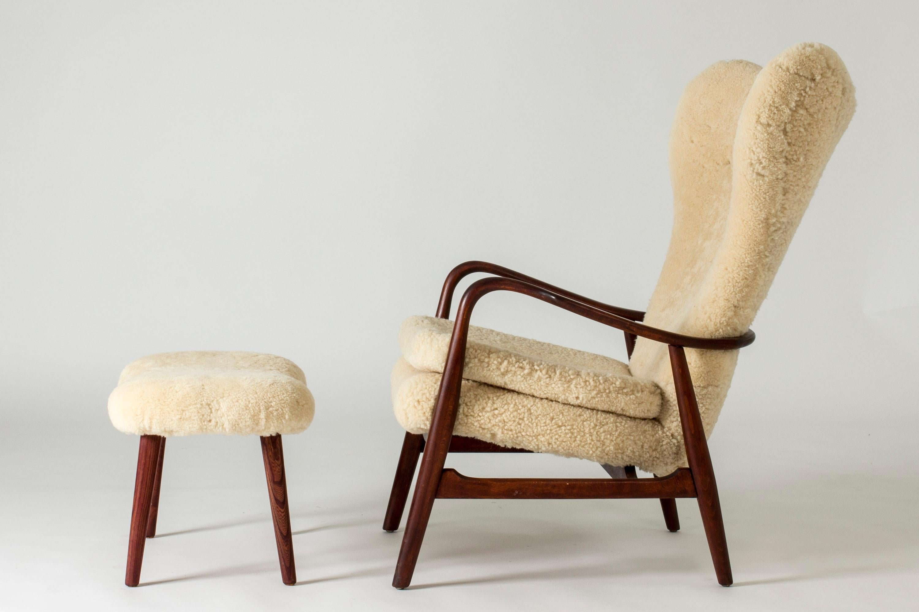 Scandinavian Modern Lounge Chair and Footstool by Ib Madsen and Acton Schubell, Denmark, 1950s