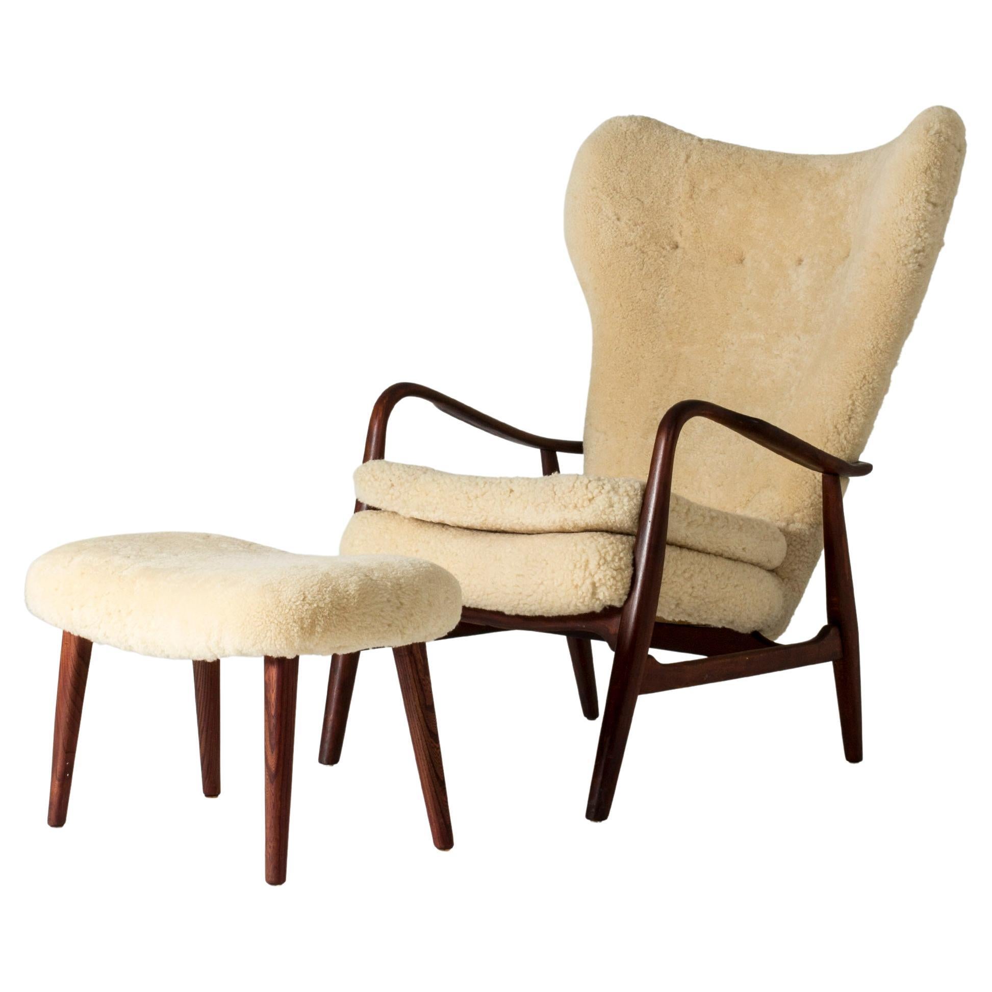 Lounge Chair and Footstool by Ib Madsen and Acton Schubell, Denmark, 1950s