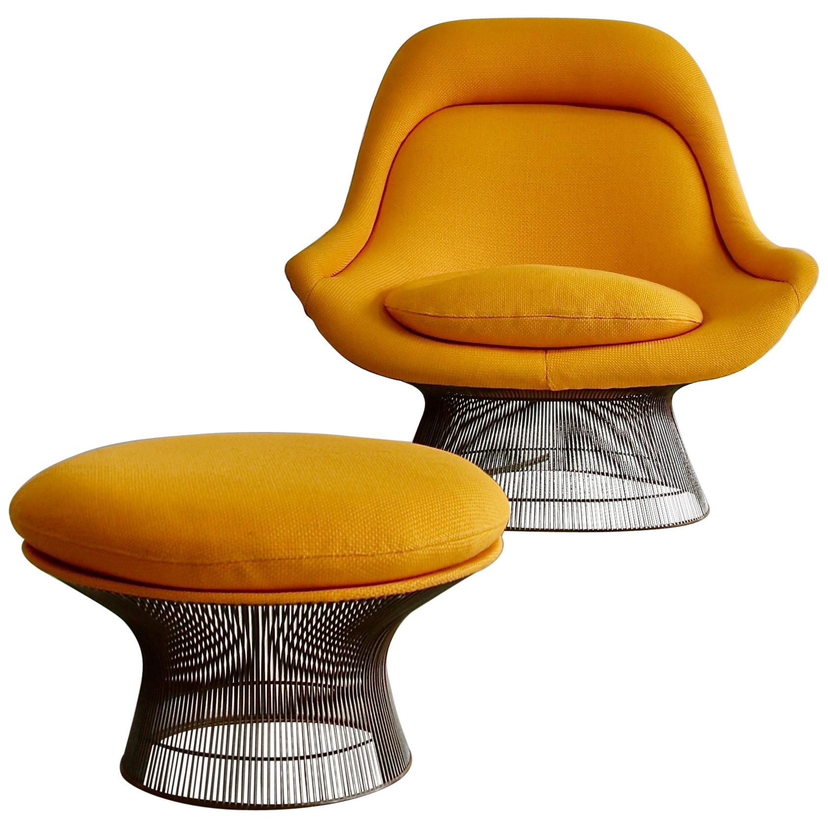 Lounge Chair and Footstool by Warren Platner, 1966 For Sale