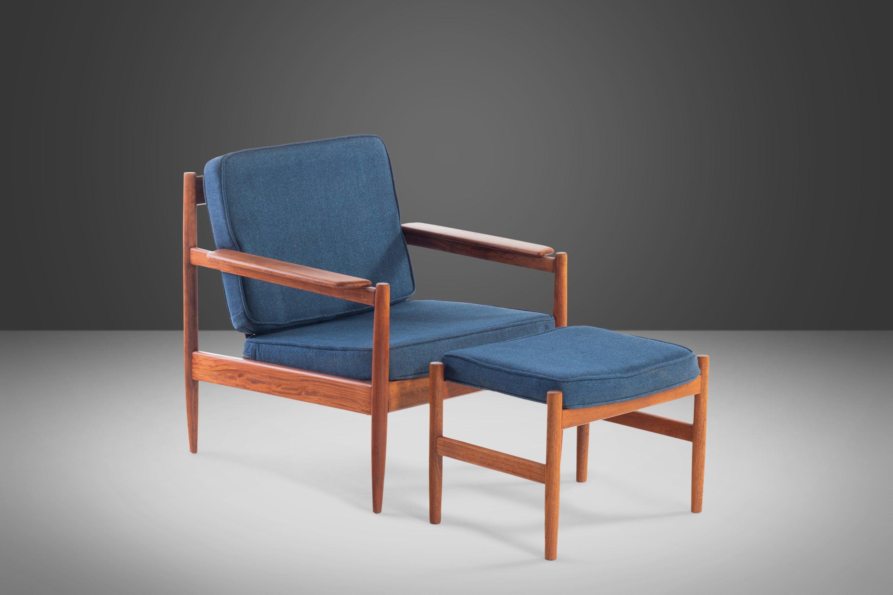 Mid-Century Modern Danish Modern Teak Lounge Chair & Ottoman Attributed to Arne Vodder, c. 1960s For Sale