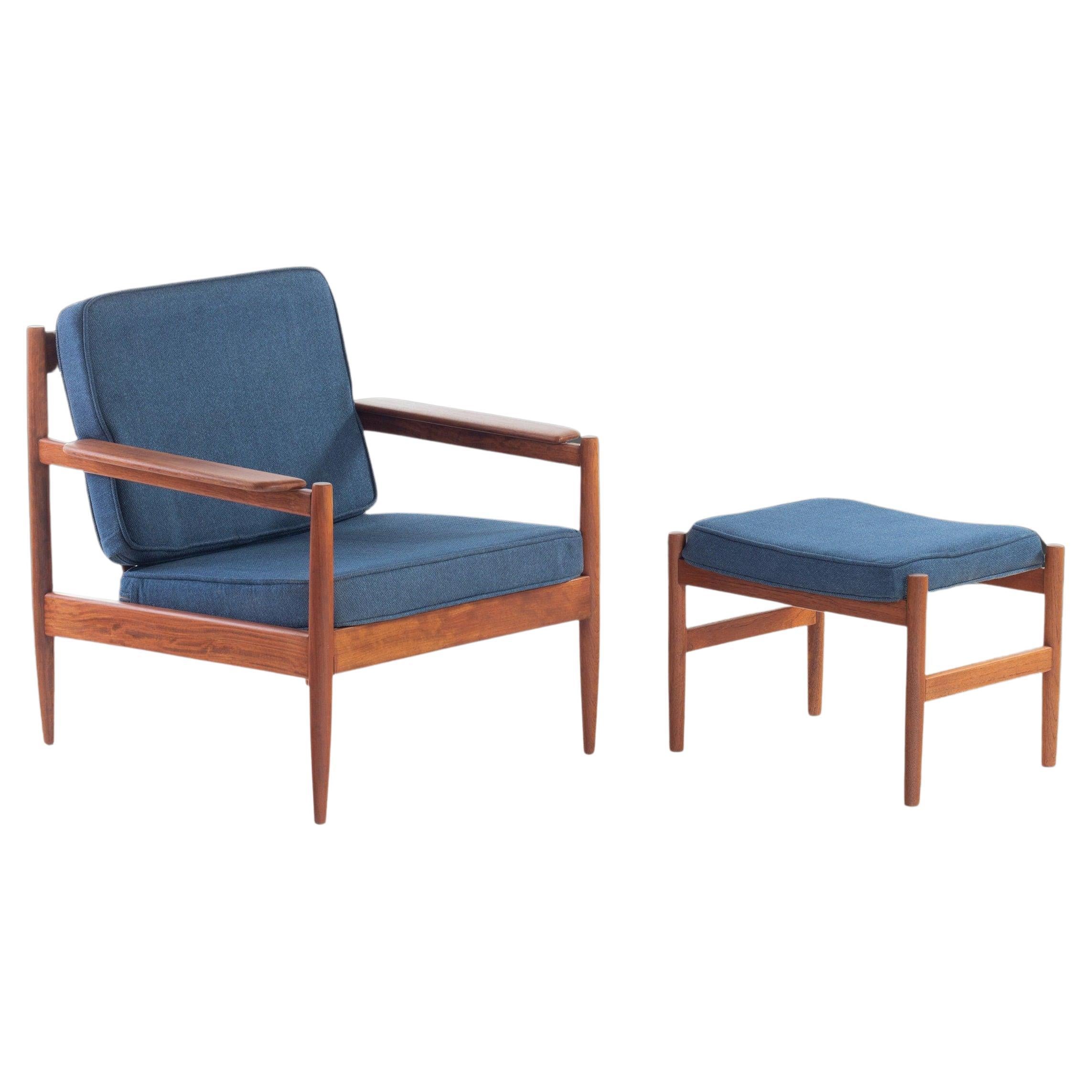 Danish Modern Teak Lounge Chair & Ottoman Attributed to Arne Vodder, c. 1960s For Sale