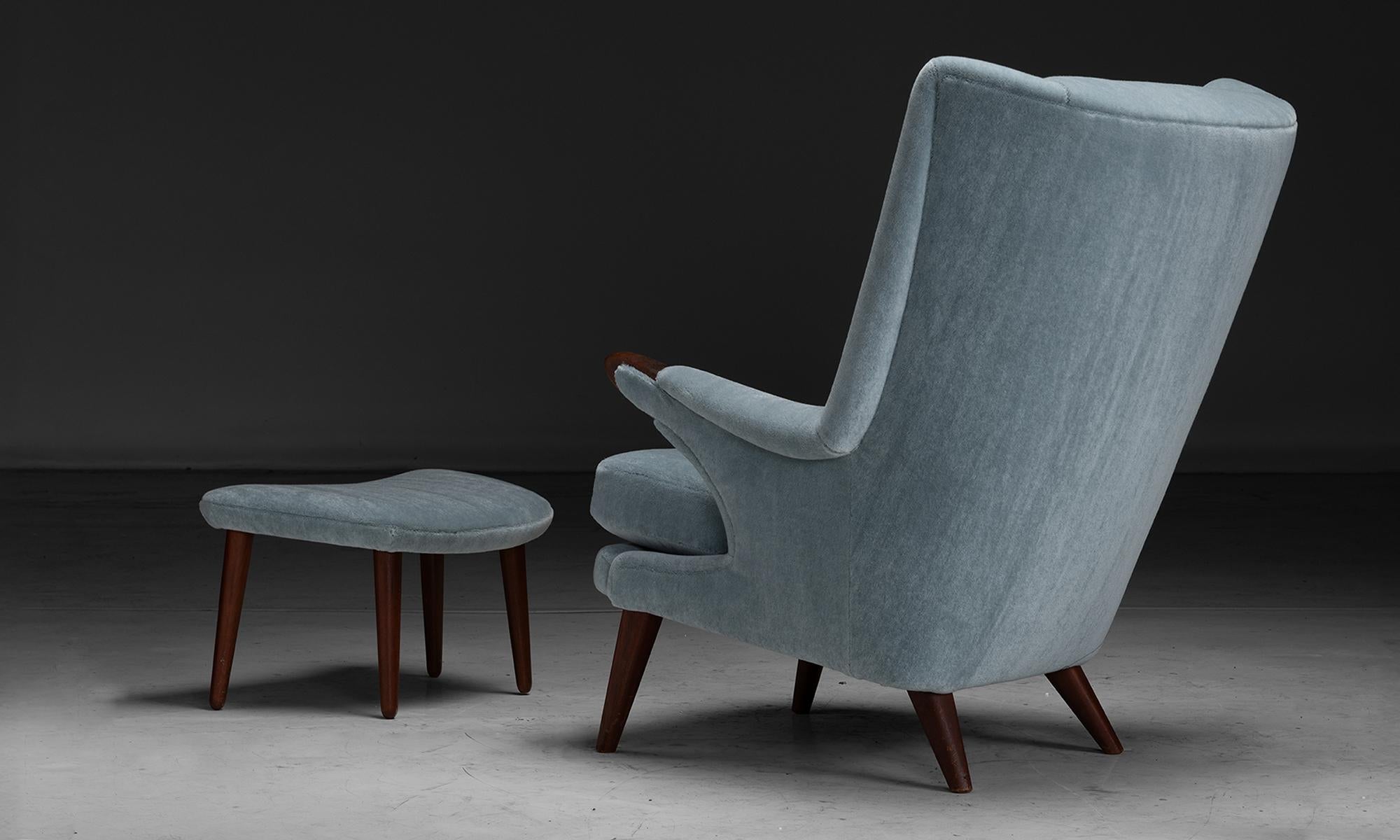 Mid-20th Century Lounge Chair and Ottoman by Bent Moller Jepsen, Denmark circa 1959