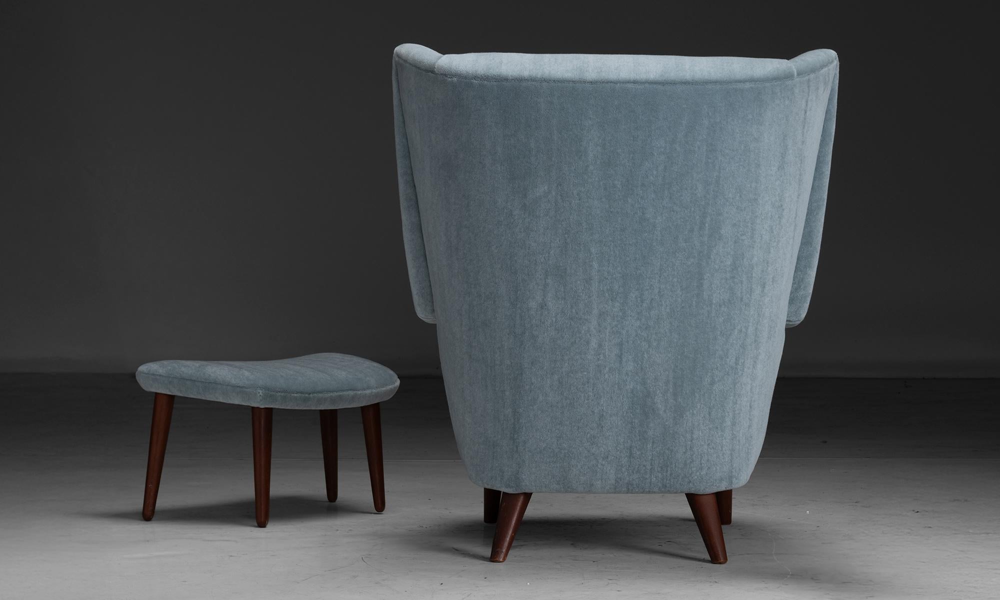 Mohair Lounge Chair and Ottoman by Bent Moller Jepsen, Denmark circa 1959