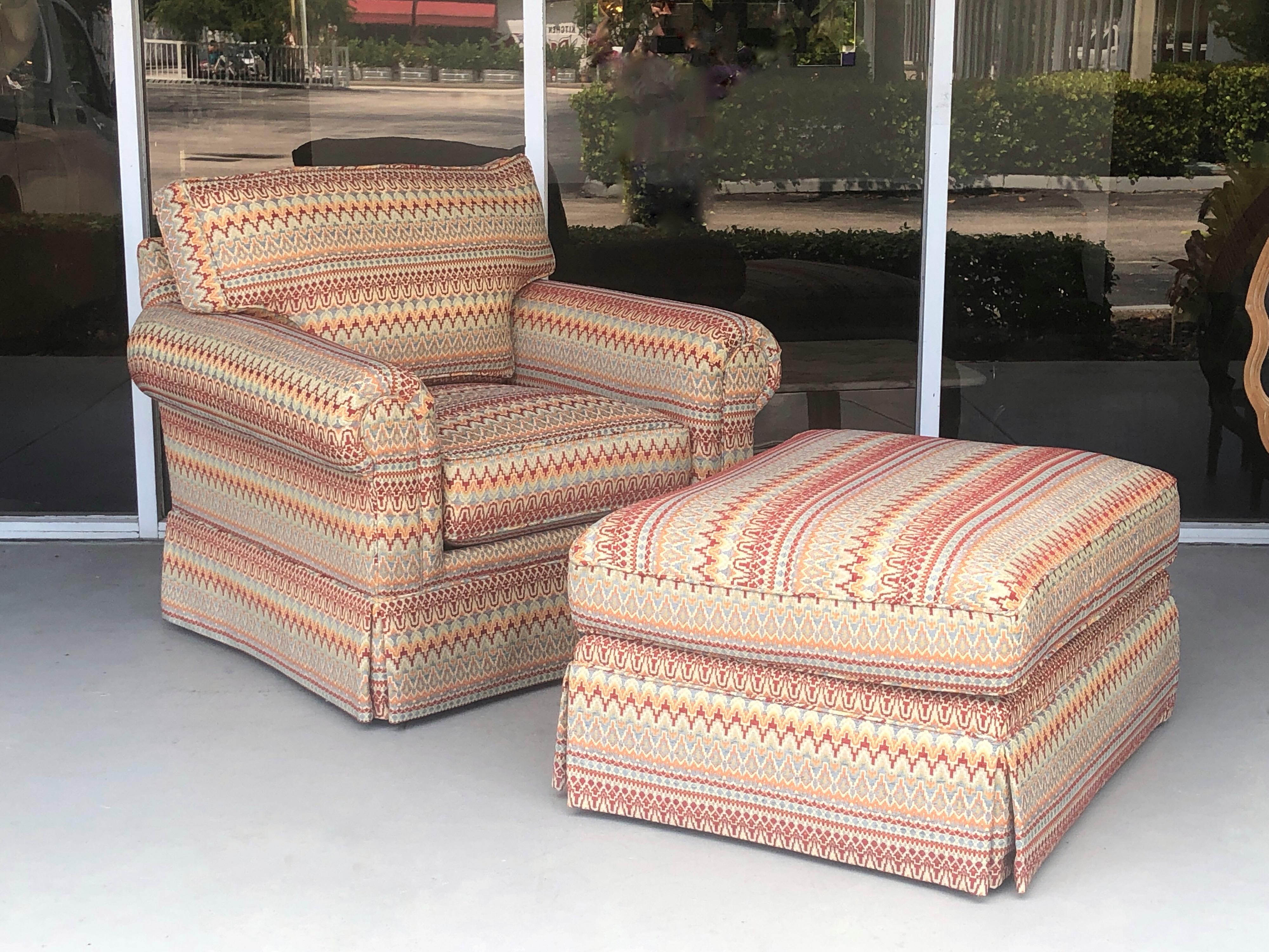 Lounge Chair and Ottoman by Century Missoni Fabric Upholstery In Good Condition In Miami, FL