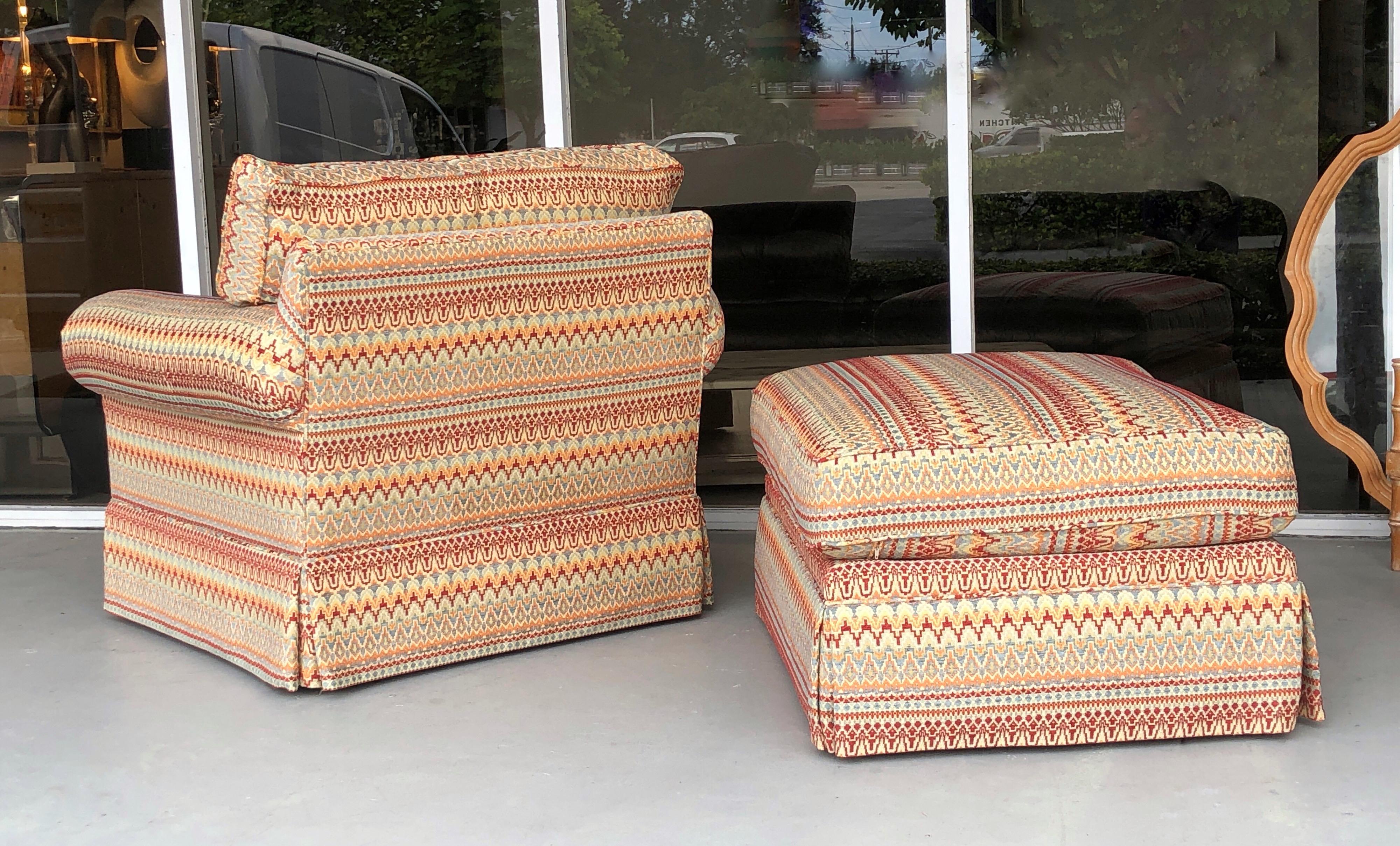 Lounge Chair and Ottoman by Century Missoni Fabric Upholstery 1