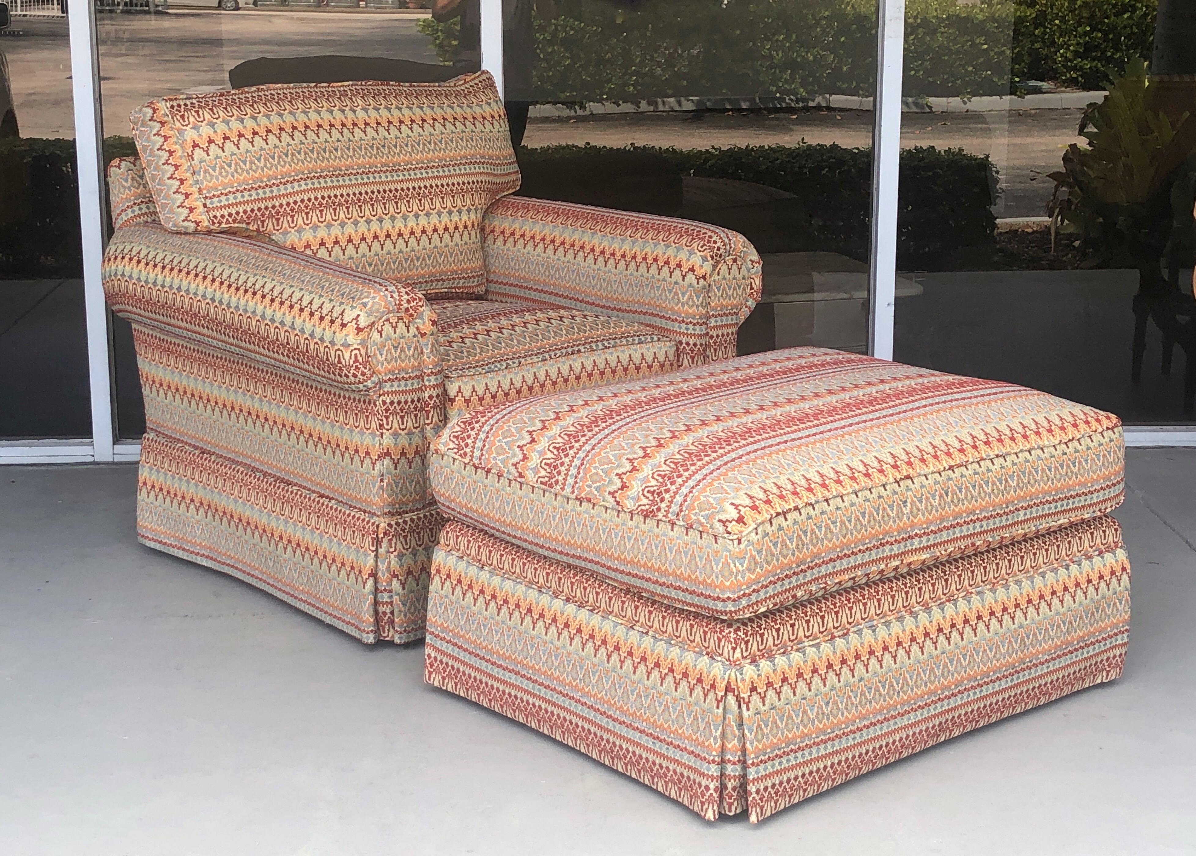 Lounge Chair and Ottoman by Century Missoni Fabric Upholstery In Good Condition In Miami, FL