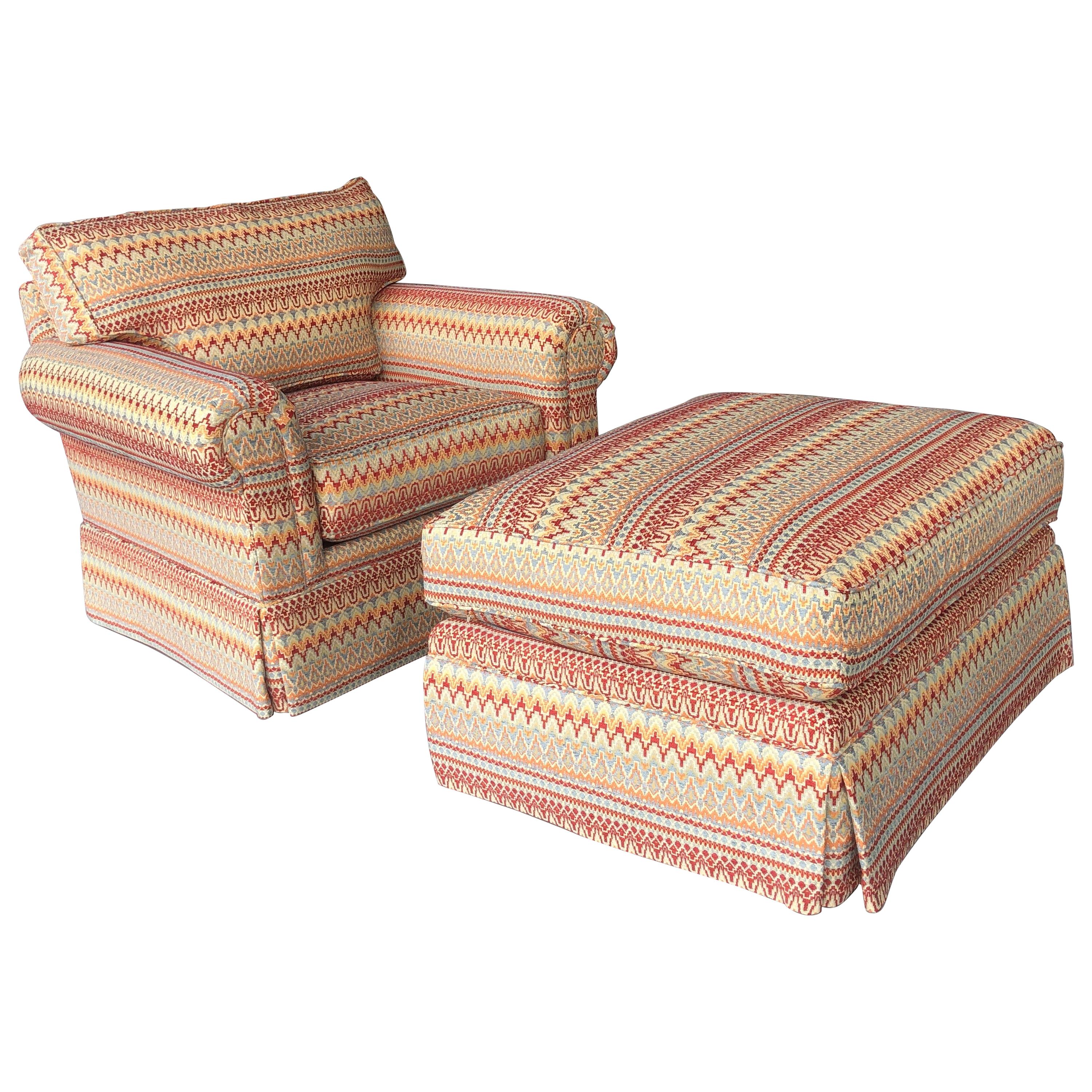Lounge Chair and Ottoman by Century Missoni Fabric Upholstery