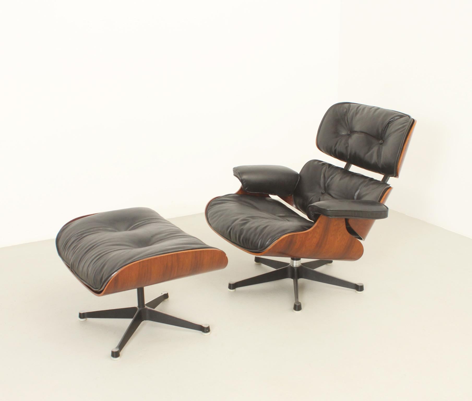 French Lounge Chair and Ottoman by Charles and Ray Eames, 1960's