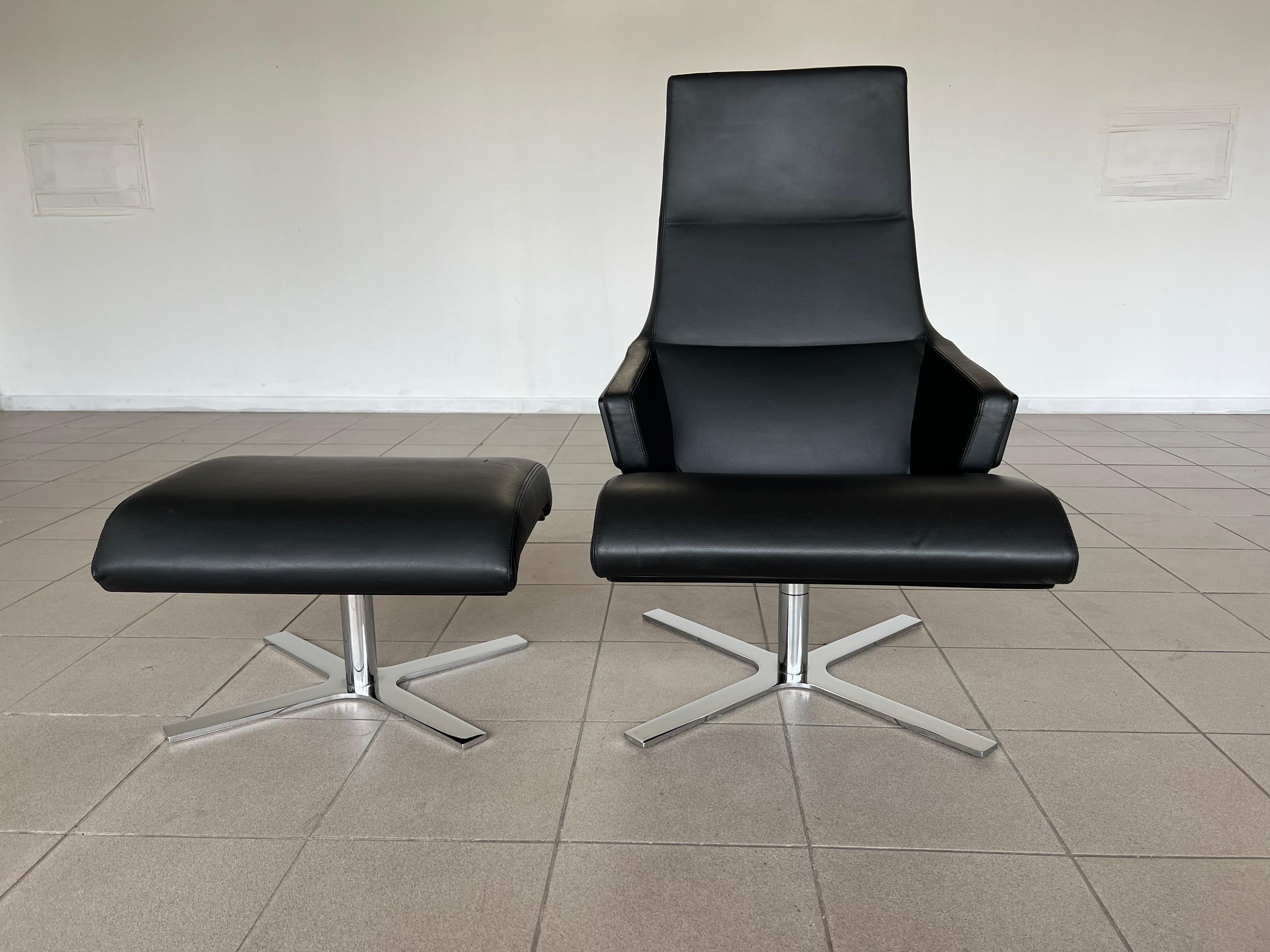 Mid-Century Modern Lounge Chair and Ottoman by Christian Werner for Ligne Roset For Sale